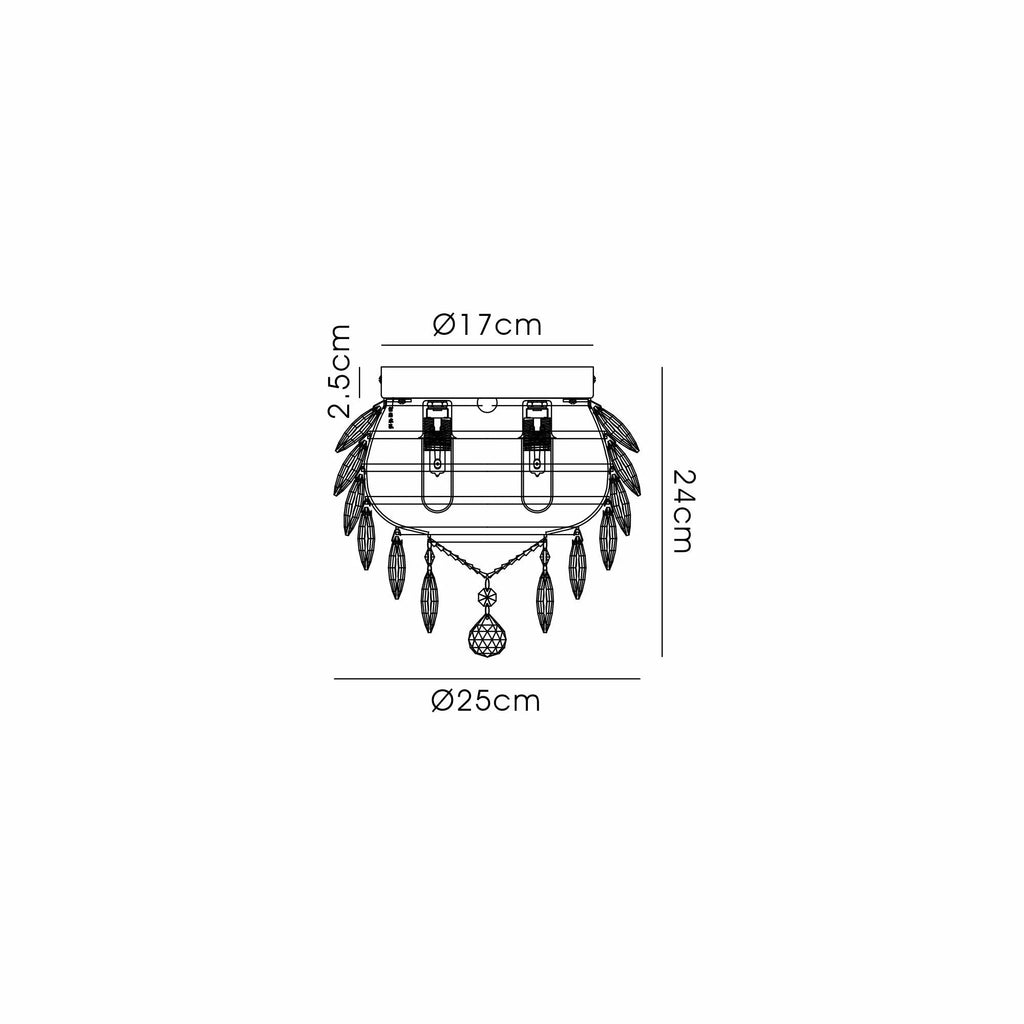 Diyas - Coniston Small Crystal IP44 Rated Flush Bathroom Light Fitting, 3 Light G9 (Diyas IL32897) - Luminosity Designs Ltd