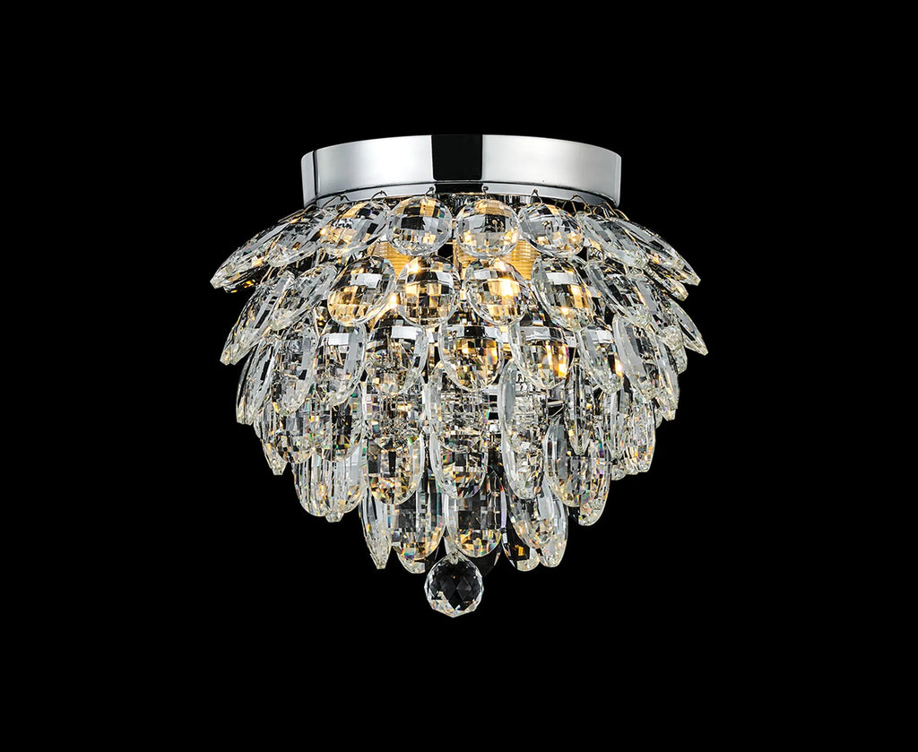Diyas - Coniston Small Crystal IP44 Rated Flush Bathroom Light Fitting, 3 Light G9 (Diyas IL32897) - Luminosity Designs Ltd