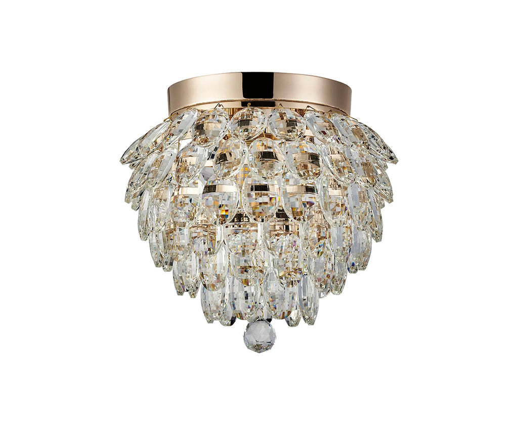 Diyas - Coniston Small Crystal IP44 Rated Flush Bathroom Light Fitting, 3 Light G9 (Diyas IL32897) - Luminosity Designs Ltd
