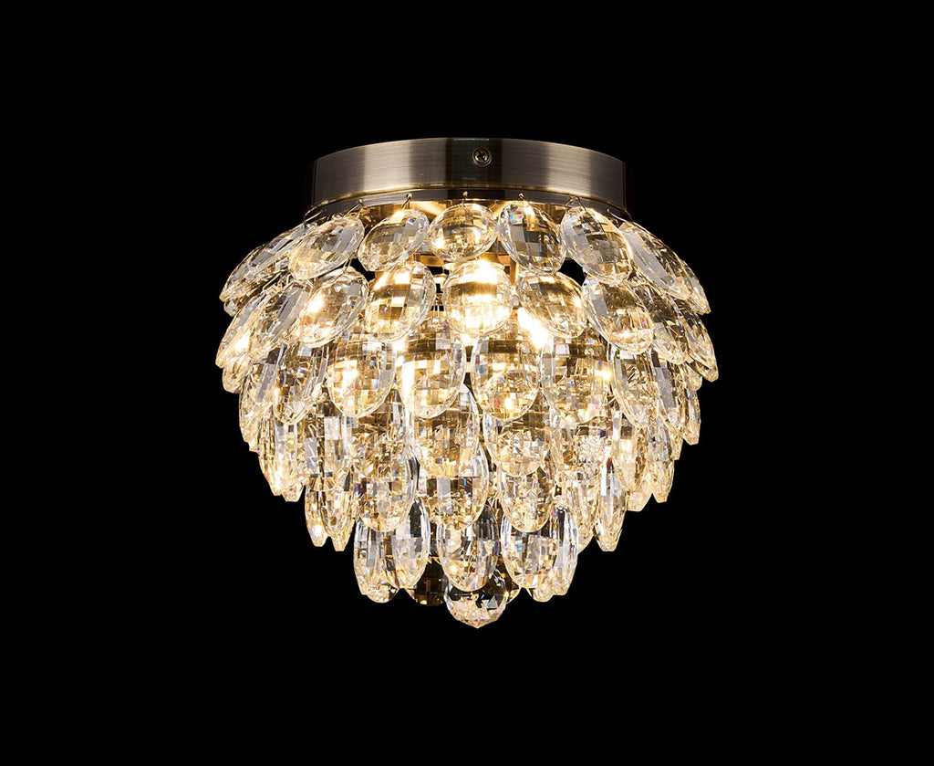 Diyas - Coniston Small Crystal IP44 Rated Flush Bathroom Light Fitting, 3 Light G9 (Diyas IL32897) - Luminosity Designs Ltd