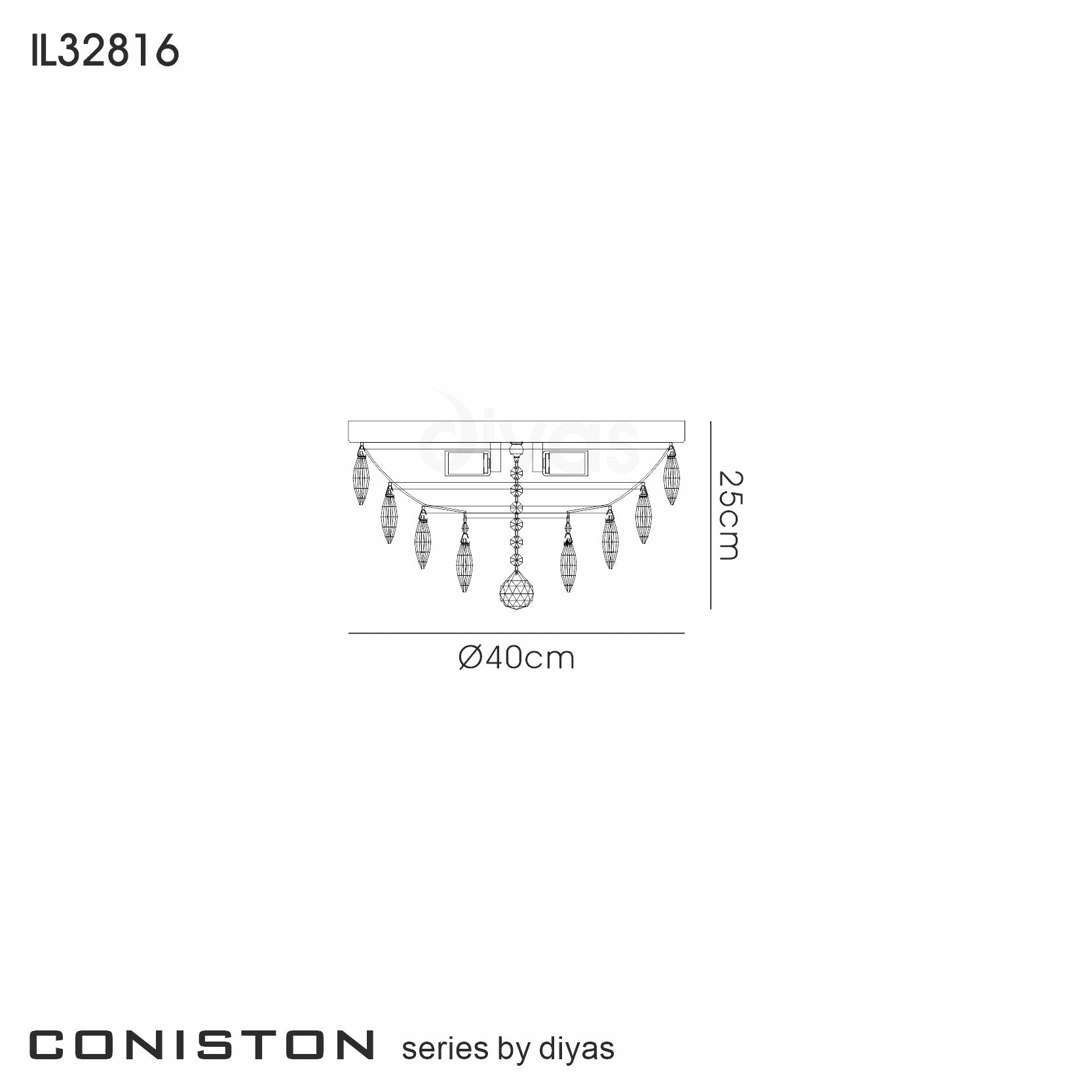 Diyas - Coniston Small Flush Ceiling - Luminosity Designs Ltd