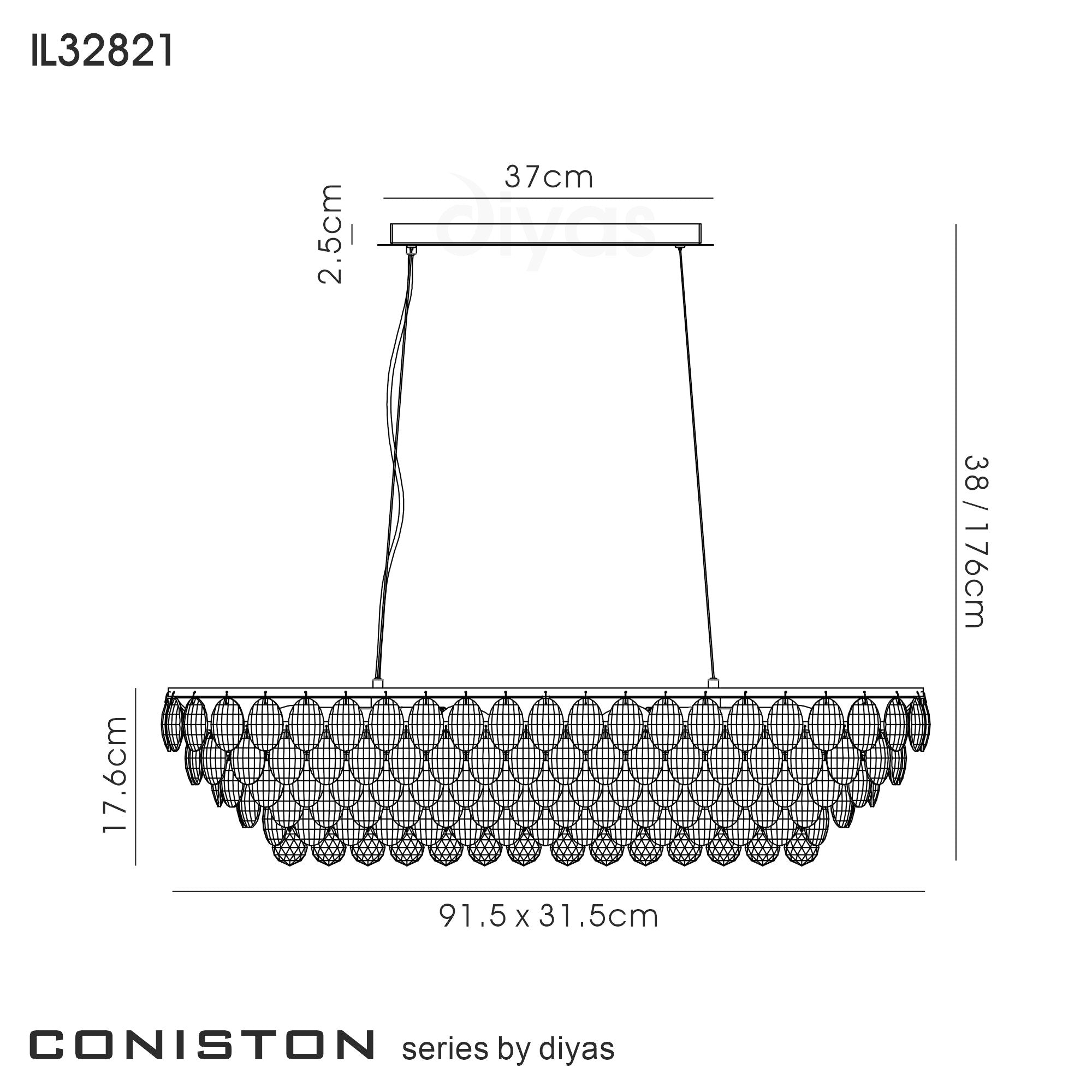 Diyas - Coniston Small Linear Pendant - Luminosity Designs Ltd