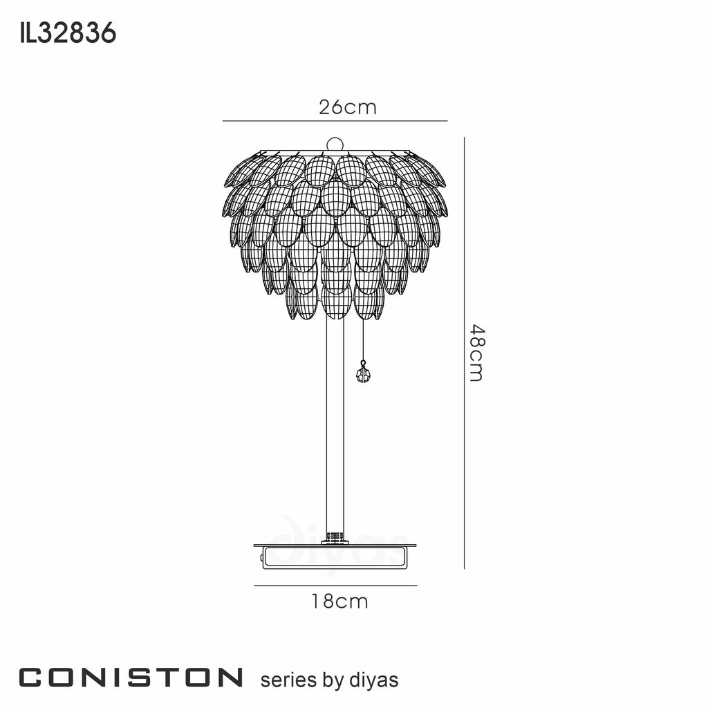 Diyas - Coniston Table Lamp with Faceted Crystal Droplets in a Morroccan Style - Luminosity Designs Ltd