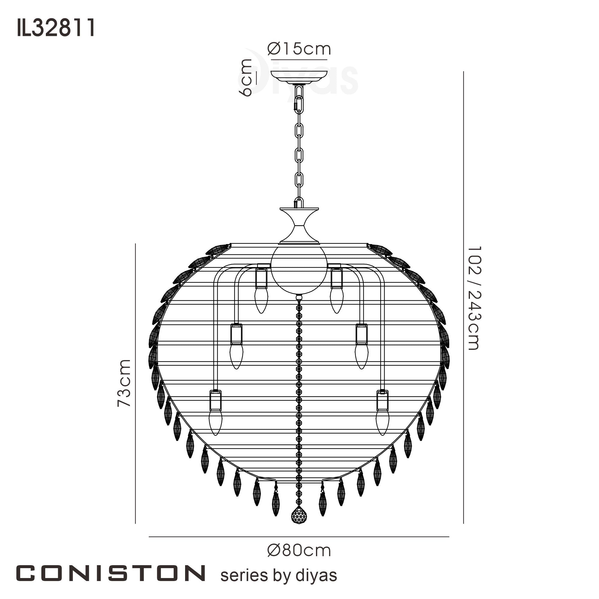 Diyas - Coniston XXL Pendant - Luminosity Designs Ltd