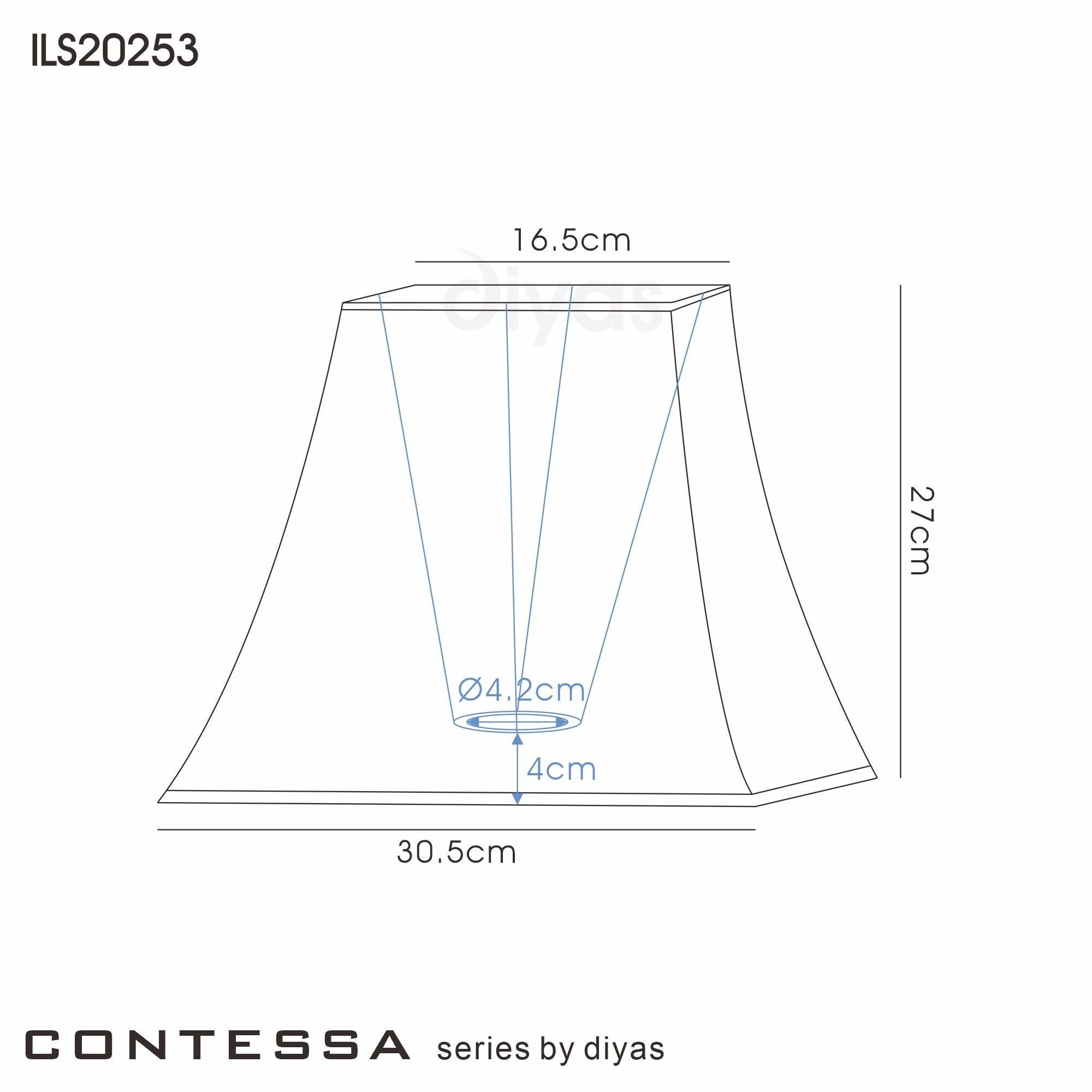 Diyas - Contessa Square Lined Lamp Shade in Various Sizes - Luminosity Designs Ltd