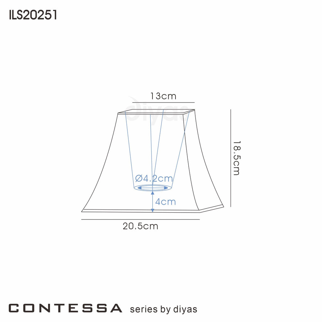 Diyas - Contessa Square Lined Lamp Shade in Various Sizes - Luminosity Designs Ltd