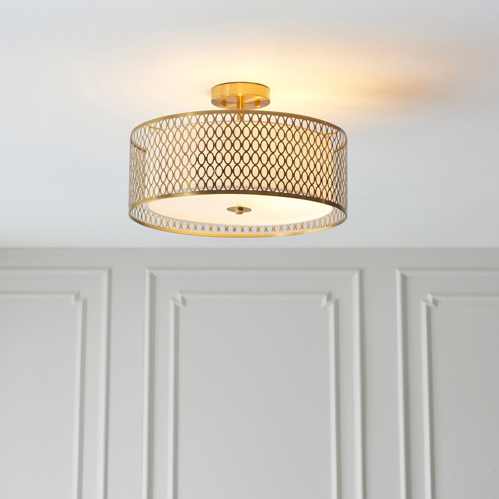 Endon - Cordero Semi Flush Ceiling Fitting with Shade, Diffuser and Metal Honeycomb Trim - Luminosity Designs Ltd