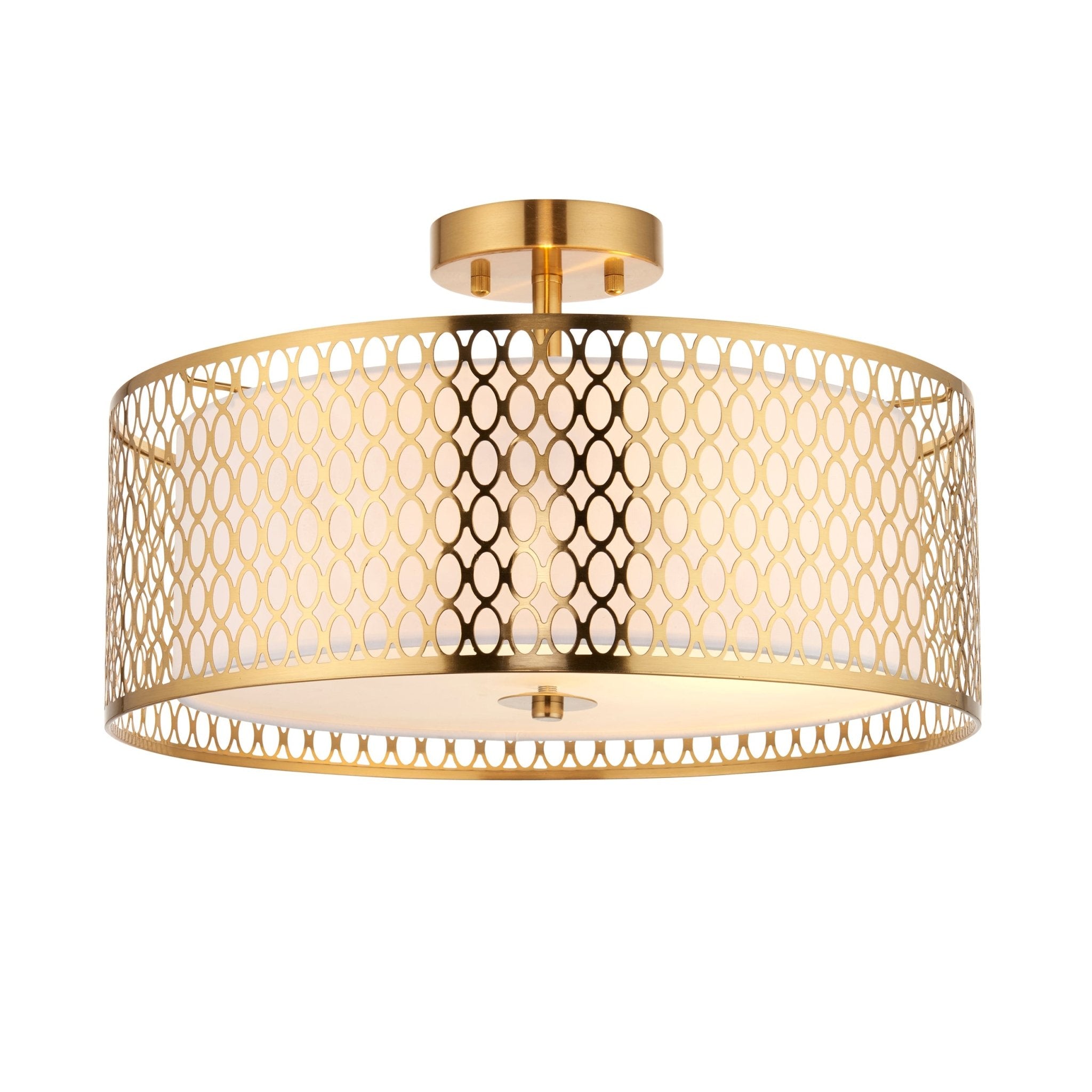Cordero Semi Flush Ceiling Fitting with Shade, Diffuser and Metal Hone ...