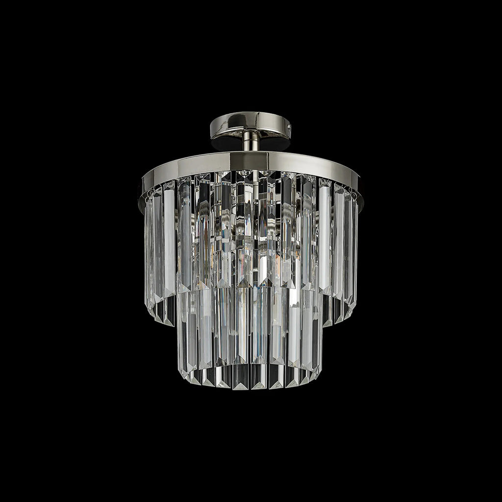 Deco - Cosette Semi Flush Ceiling Crystal Chandelier, 3 Light E14 - Luminosity Designs Ltd