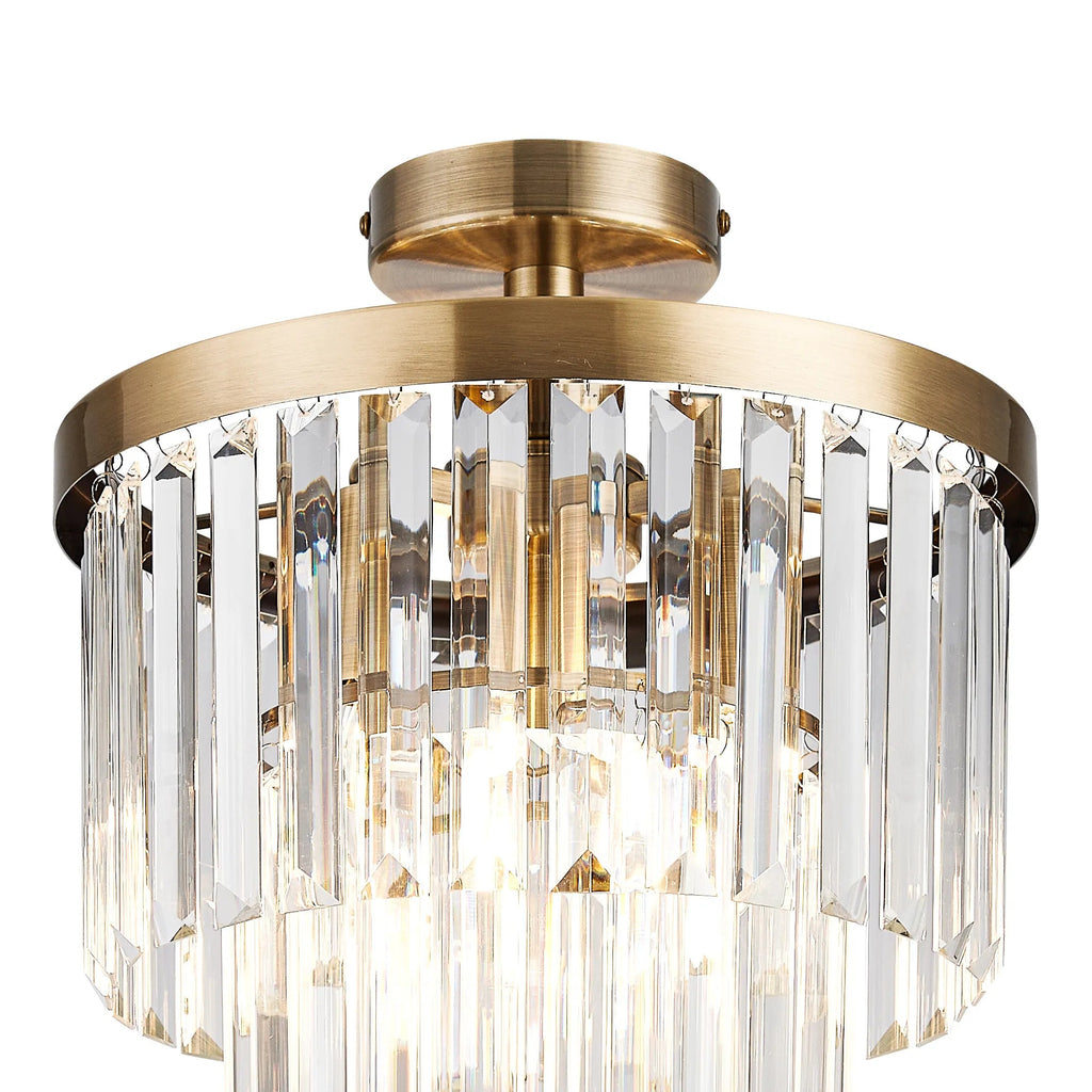 Deco - Cosette Semi Flush Ceiling Crystal Chandelier, 3 Light E14 - Luminosity Designs Ltd