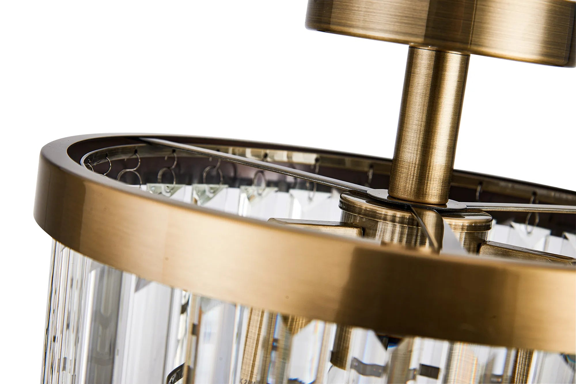 Deco - Cosette Semi Flush Ceiling Crystal Chandelier, 3 Light E14 - Luminosity Designs Ltd