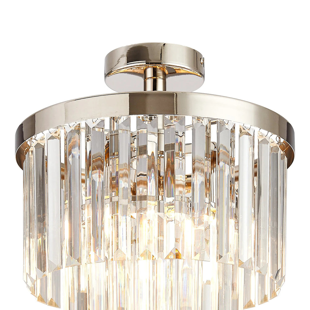Deco - Cosette Semi Flush Ceiling Crystal Chandelier, 3 Light E14 - Luminosity Designs Ltd