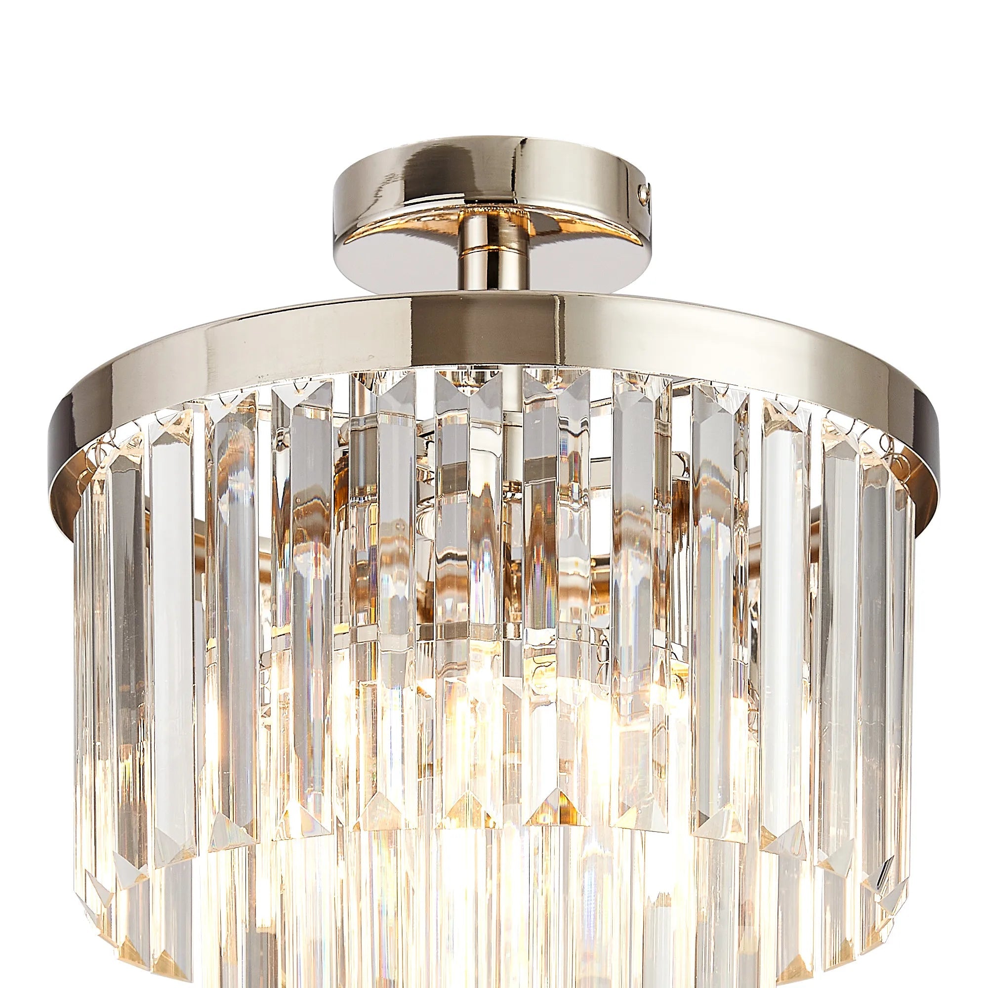 Deco - Cosette Semi Flush Ceiling Crystal Chandelier, 3 Light E14 - Luminosity Designs Ltd