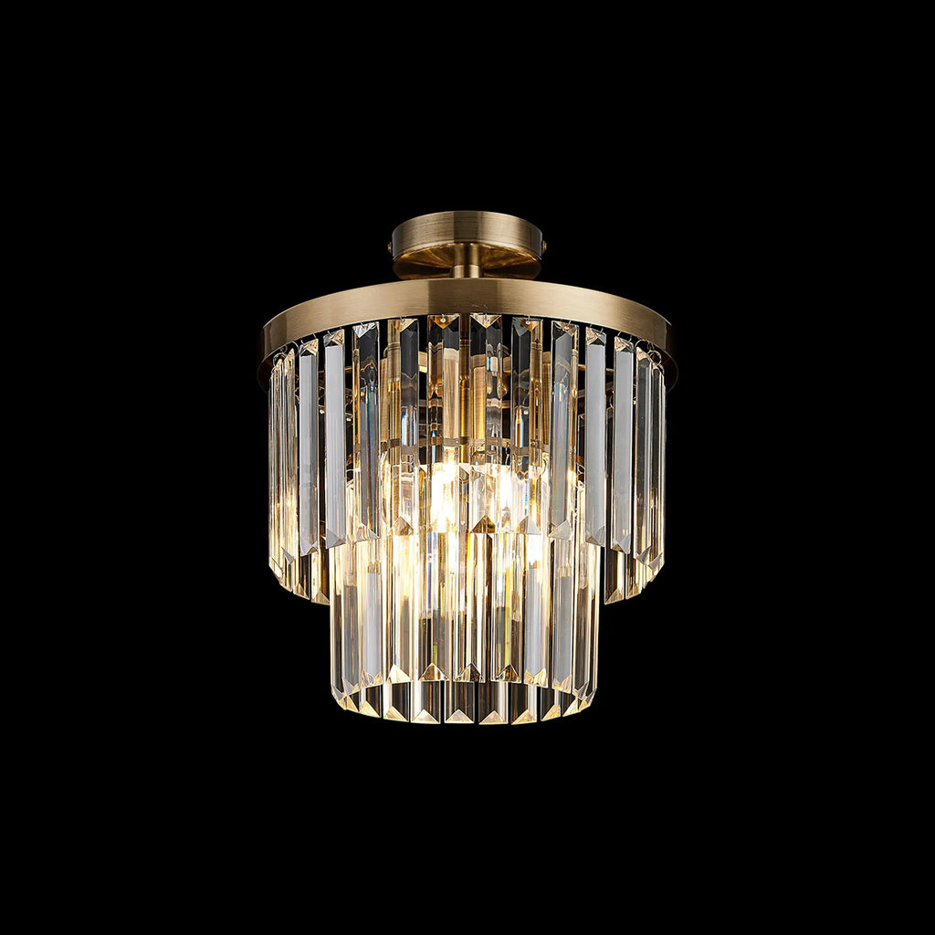 Deco - Cosette Semi Flush Ceiling Crystal Chandelier, 3 Light E14 - Luminosity Designs Ltd