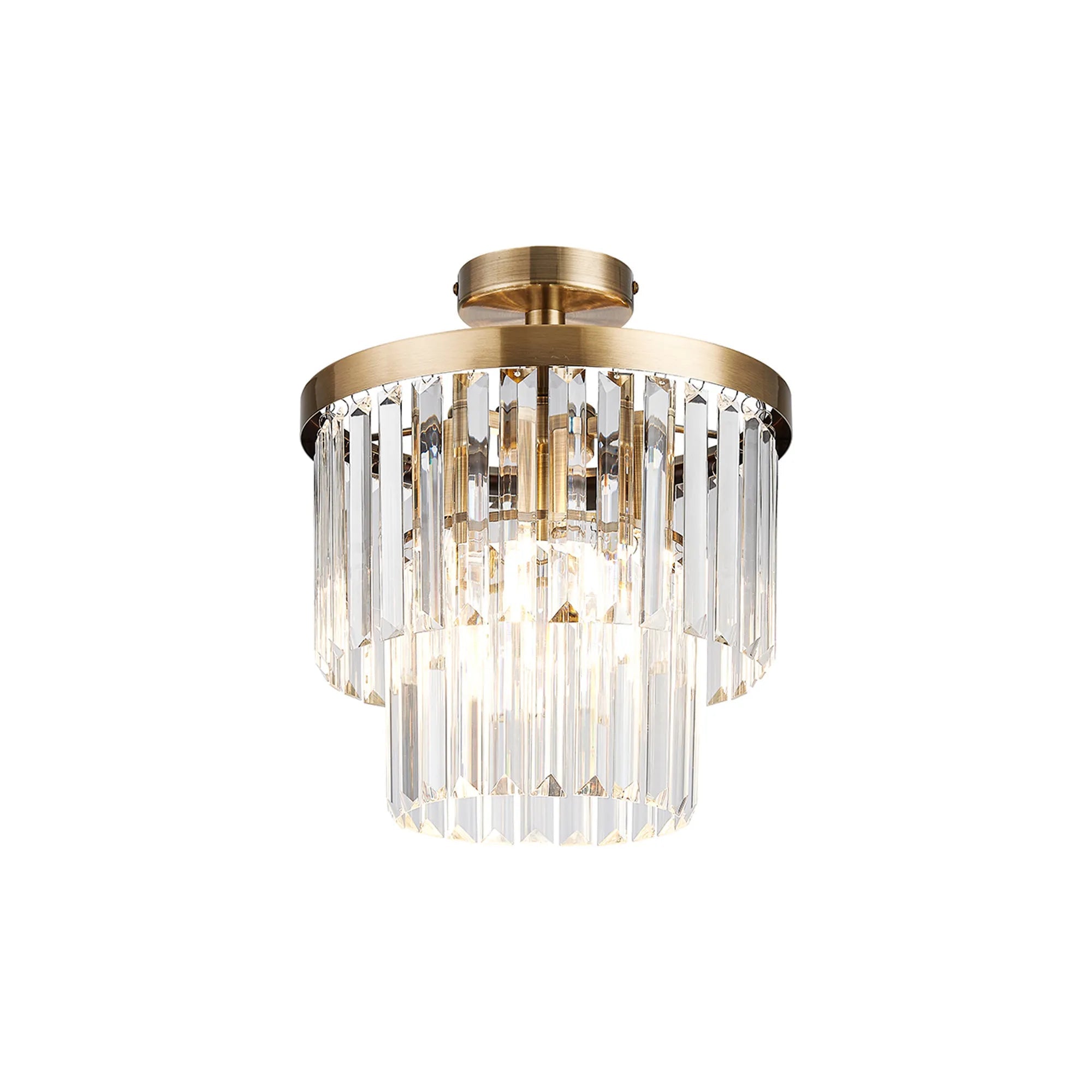 Deco - Cosette Semi Flush Ceiling Crystal Chandelier, 3 Light E14 - Luminosity Designs Ltd