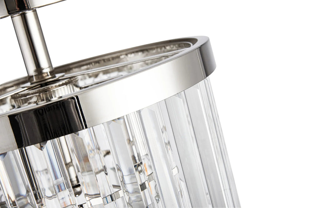 Deco - Cosette Semi Flush Ceiling Crystal Chandelier, 3 Light E14 - Luminosity Designs Ltd