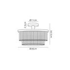 Deco - Cosette Semi Flush Ceiling Crystal Chandelier, 3 Light E14 - Luminosity Designs Ltd
