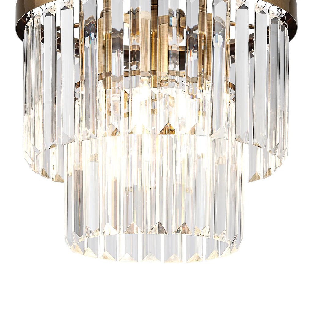 Deco - Cosette Semi Flush Ceiling Crystal Chandelier, 3 Light E14 - Luminosity Designs Ltd