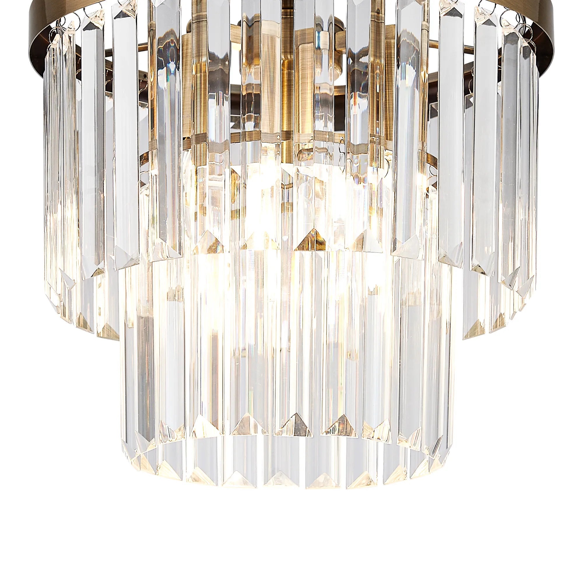 Deco - Cosette Semi Flush Ceiling Crystal Chandelier, 3 Light E14 - Luminosity Designs Ltd