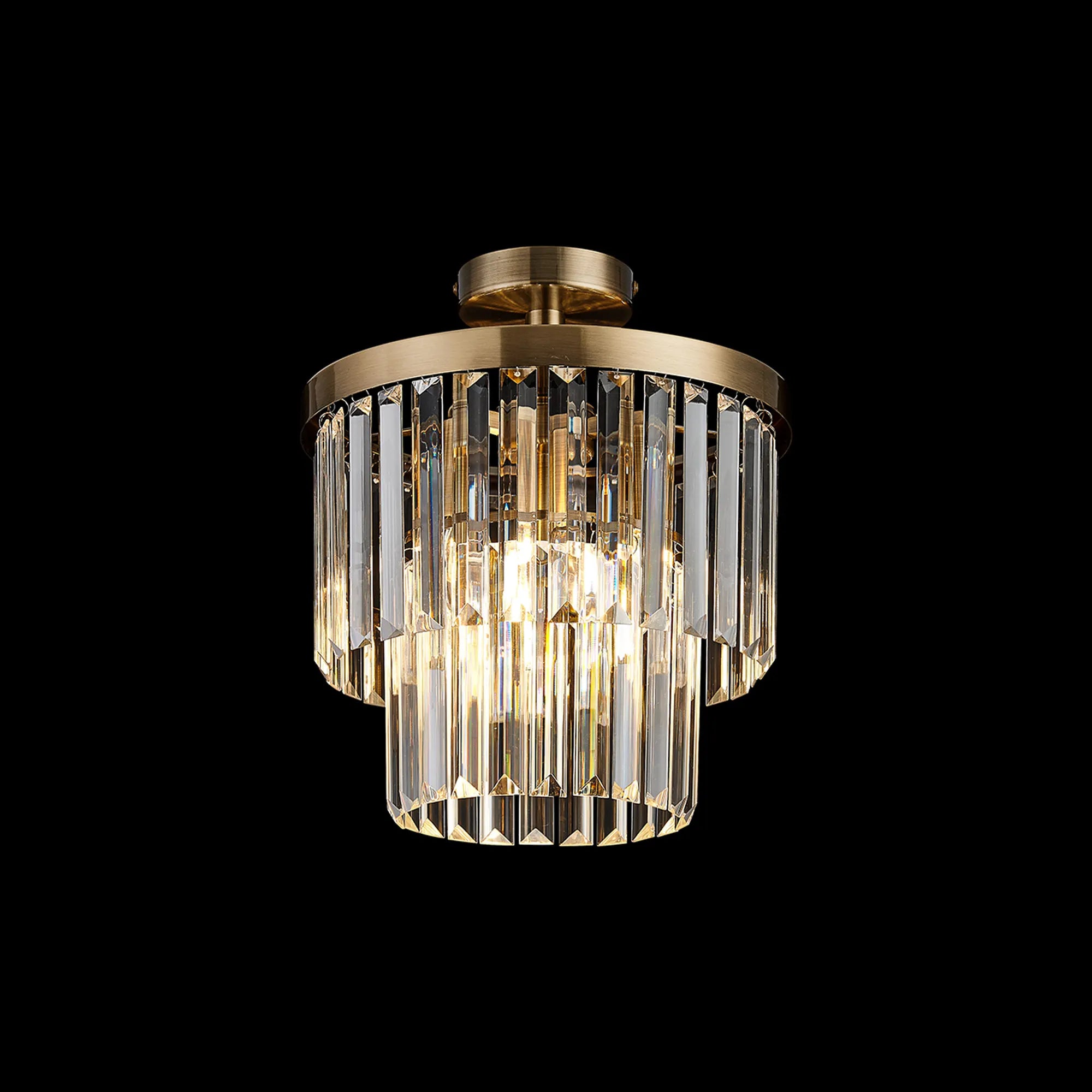 Cosette Semi Flush Ceiling Crystal Chandelier, 3 Light E14