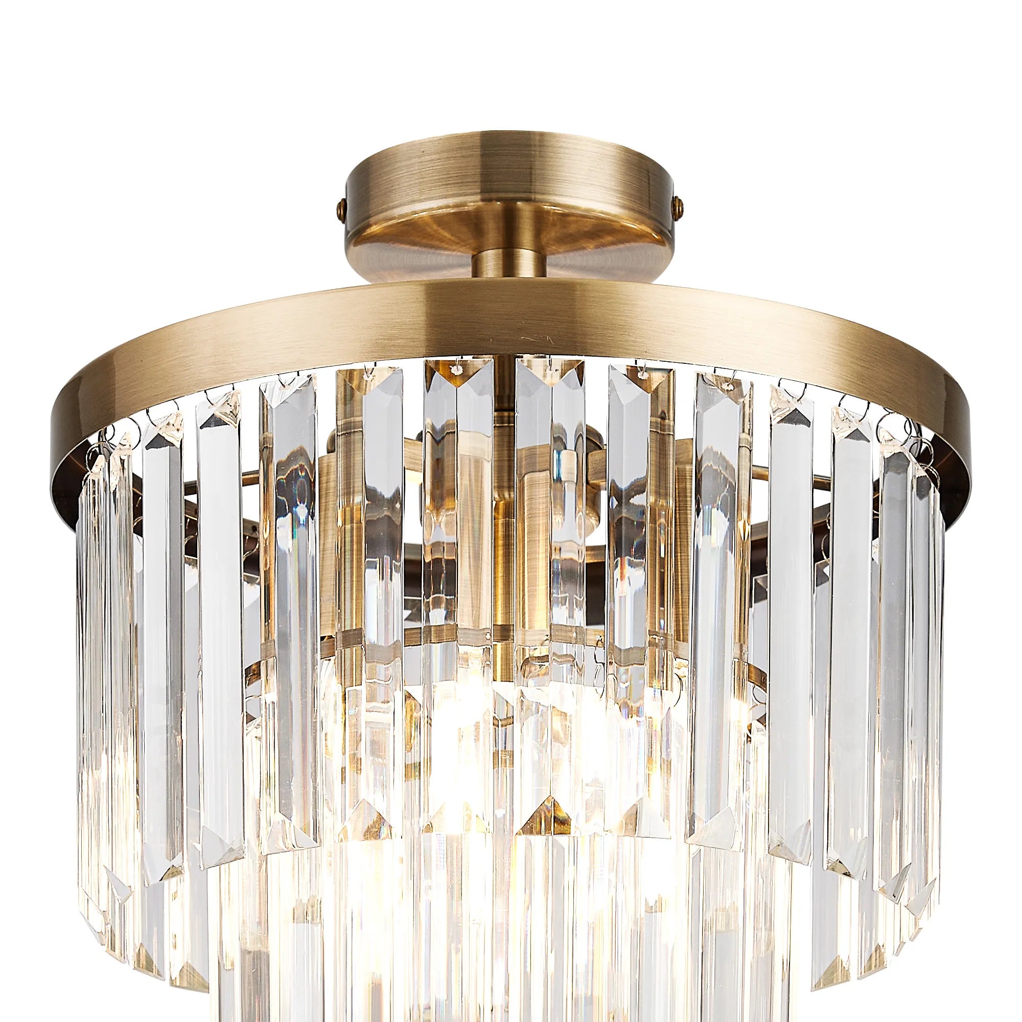 Cosette Semi Flush Ceiling Crystal Chandelier, 3 Light E14