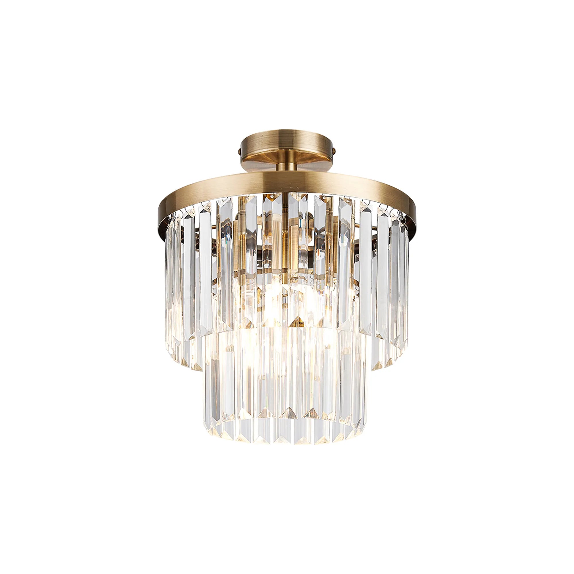 Cosette Semi Flush Ceiling Crystal Chandelier, 3 Light E14