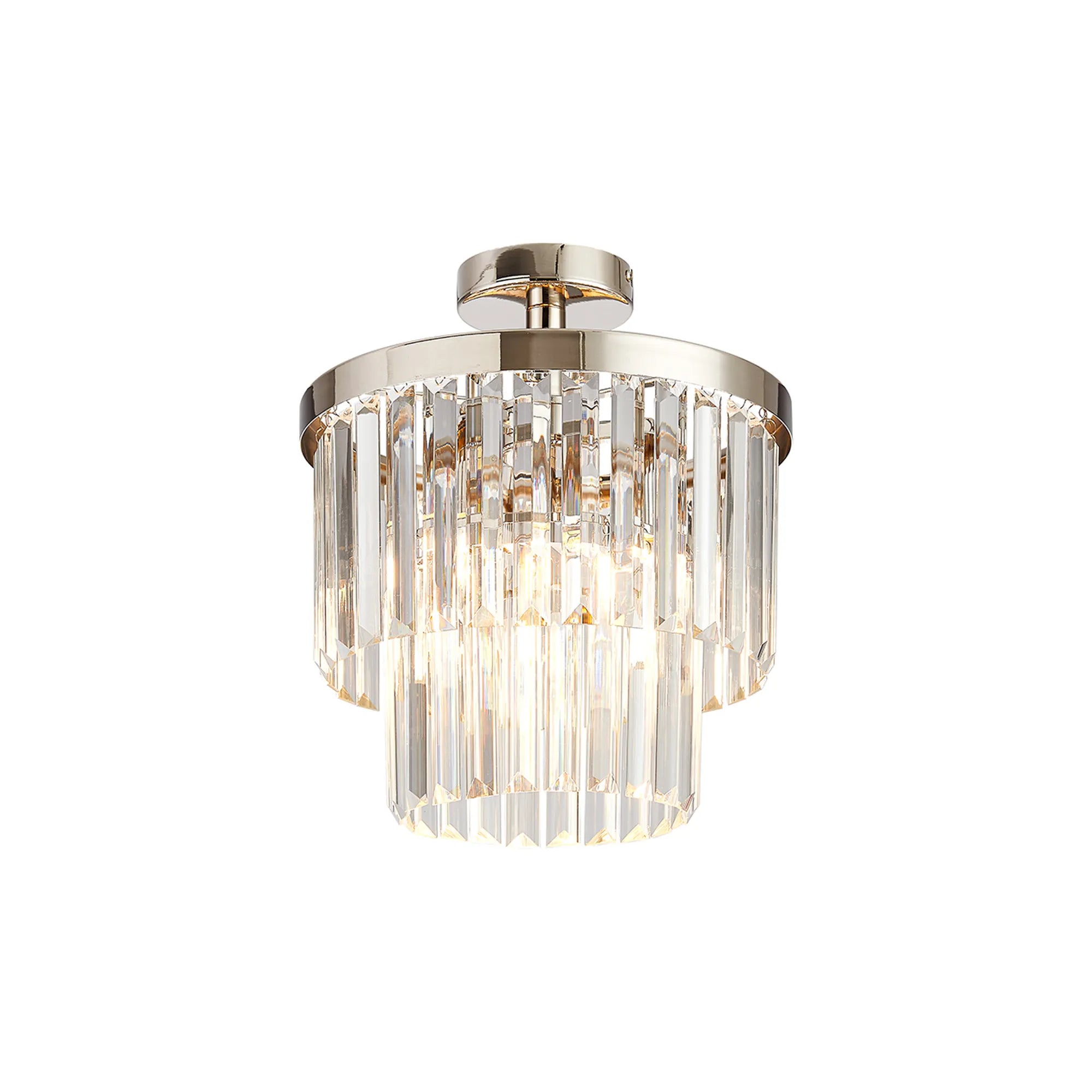 Cosette Semi Flush Ceiling Crystal Chandelier, 3 Light E14
