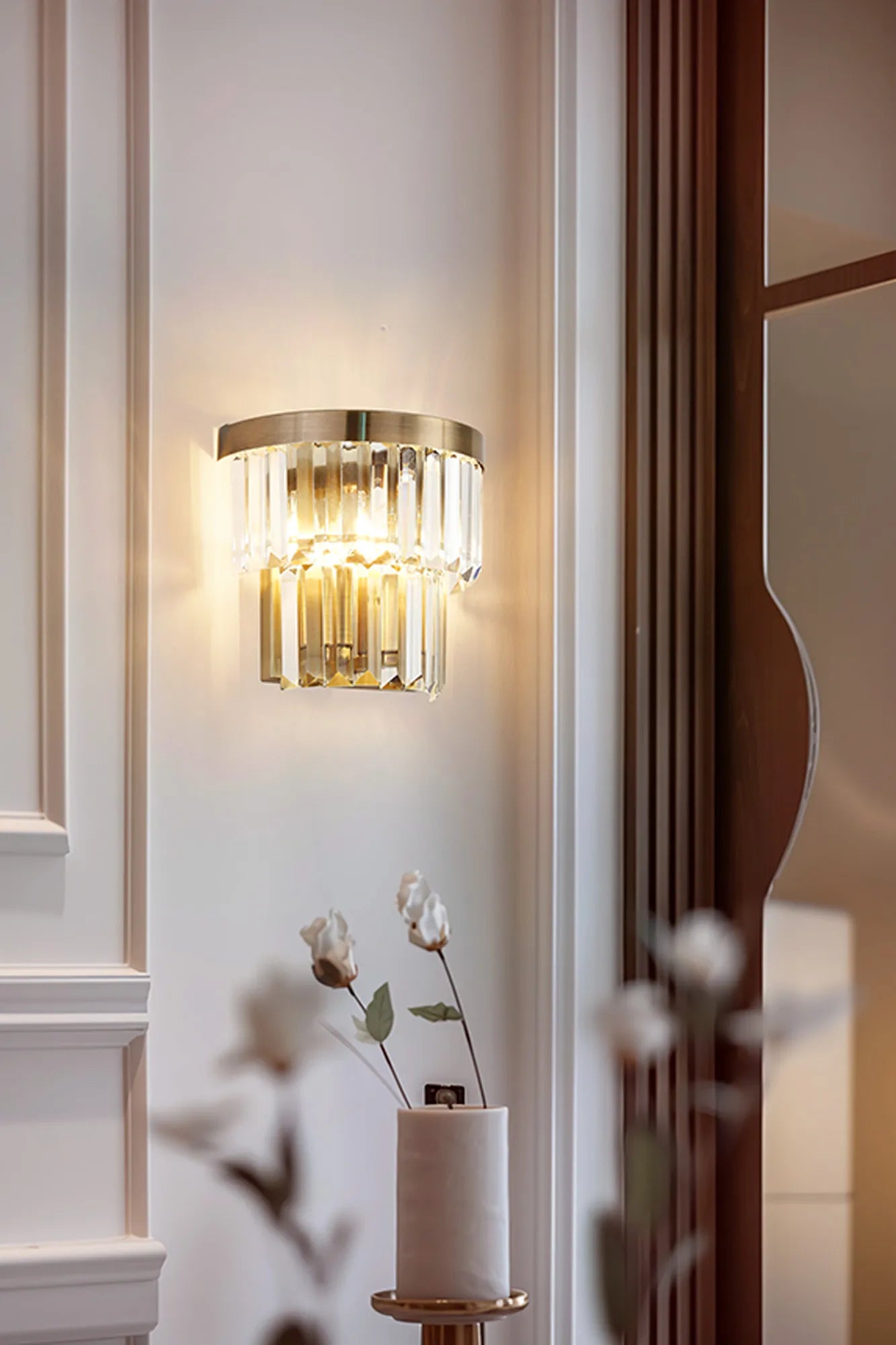 Cosette Semi Flush Ceiling Crystal Wall Light, 2x Light E14