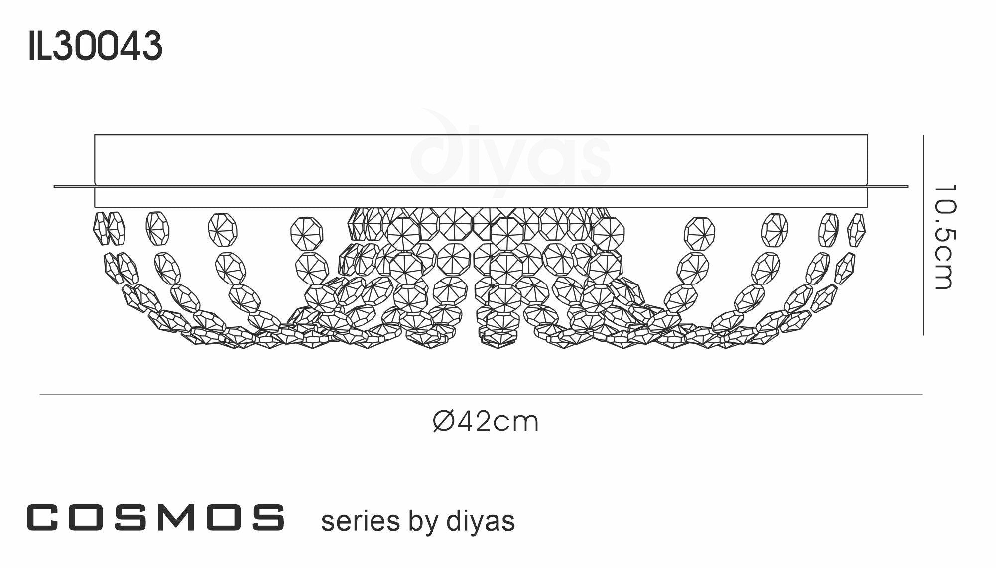 Diyas - Cosmos Flush Crystal Ceiling Light - Luminosity Designs Ltd