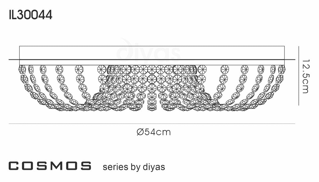 Diyas - Cosmos Large Flush Crystal Ceiling Light - Luminosity Designs Ltd