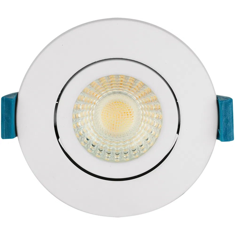 Crompton - Crompton Lamps Firesafe Adjustable Integrated LED Downlight with White Bezel Included • Dimmable • 4W/6W/8W • 2700K/3000K/4000K/6000K - Luminosity Designs Ltd