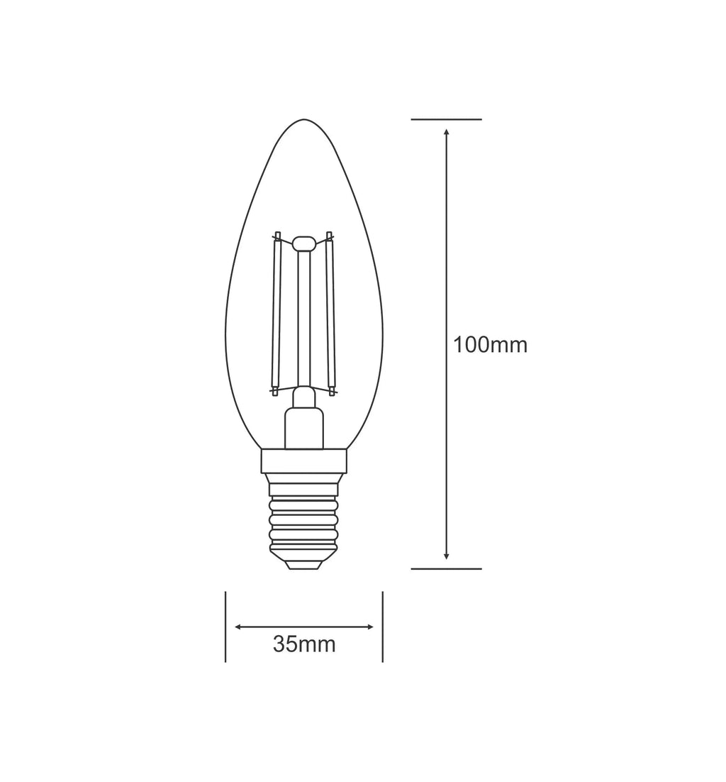 Crompton - Crompton LOW POWER LED Filament Candle Clear Dimmable 2.2w 2700k SES - E14, 20w Equivalent - Luminosity Designs Ltd