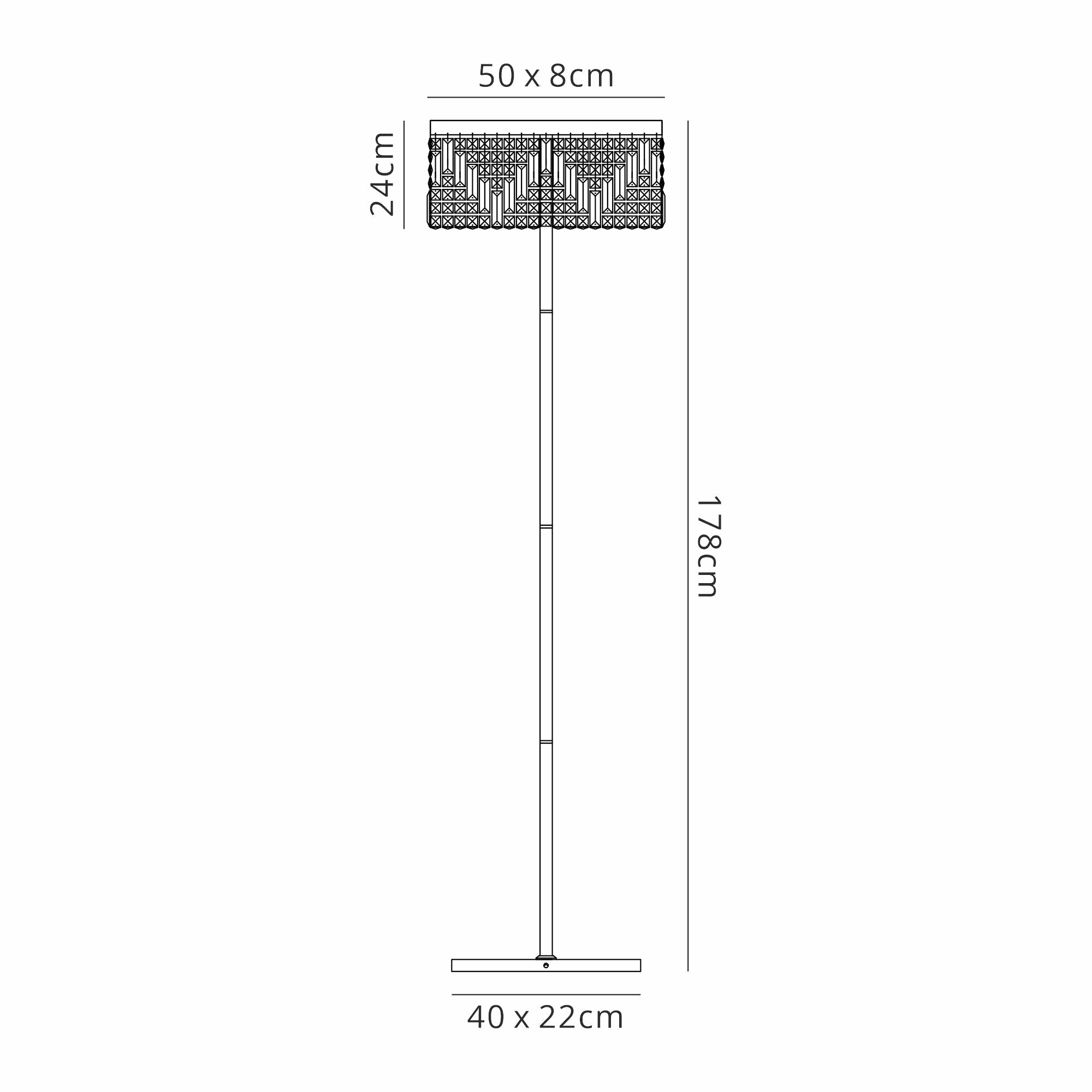 Luminosity Designs Ltd - Cruise 50x15cm Rectangular Chandelier Floor Lamp, 4 Light E14 - Luminosity Designs Ltd