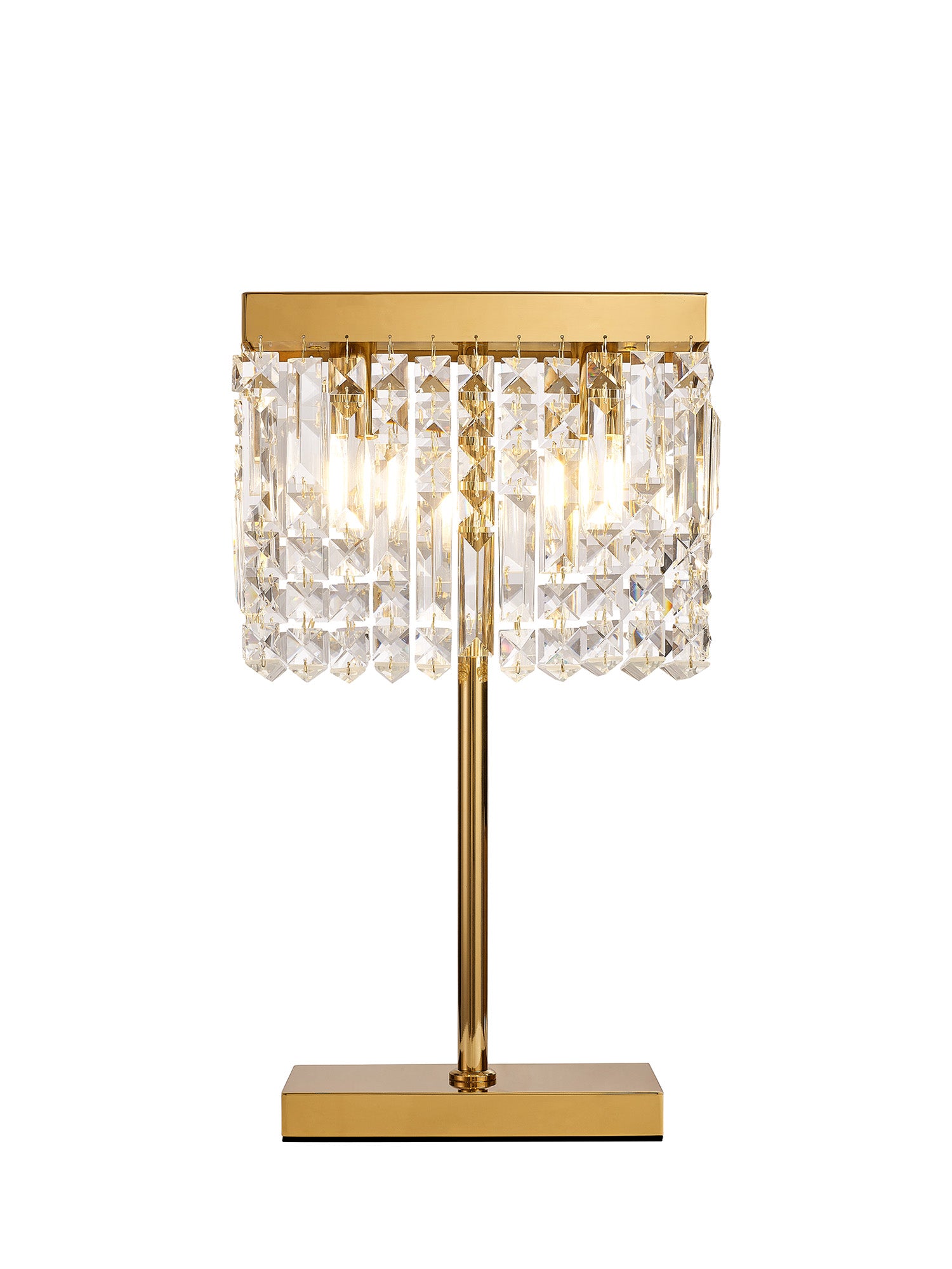 Cruise 30x10cm Rectangular Chandelier Style Crystal Table Lamp, 2 Light E14