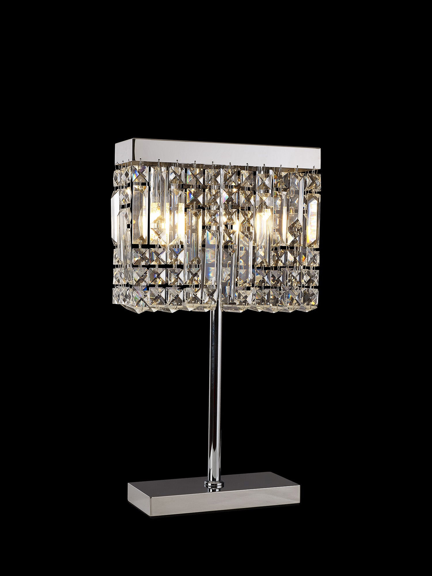 Cruise 30x10cm Rectangular Chandelier Style Crystal Table Lamp, 2 Light E14