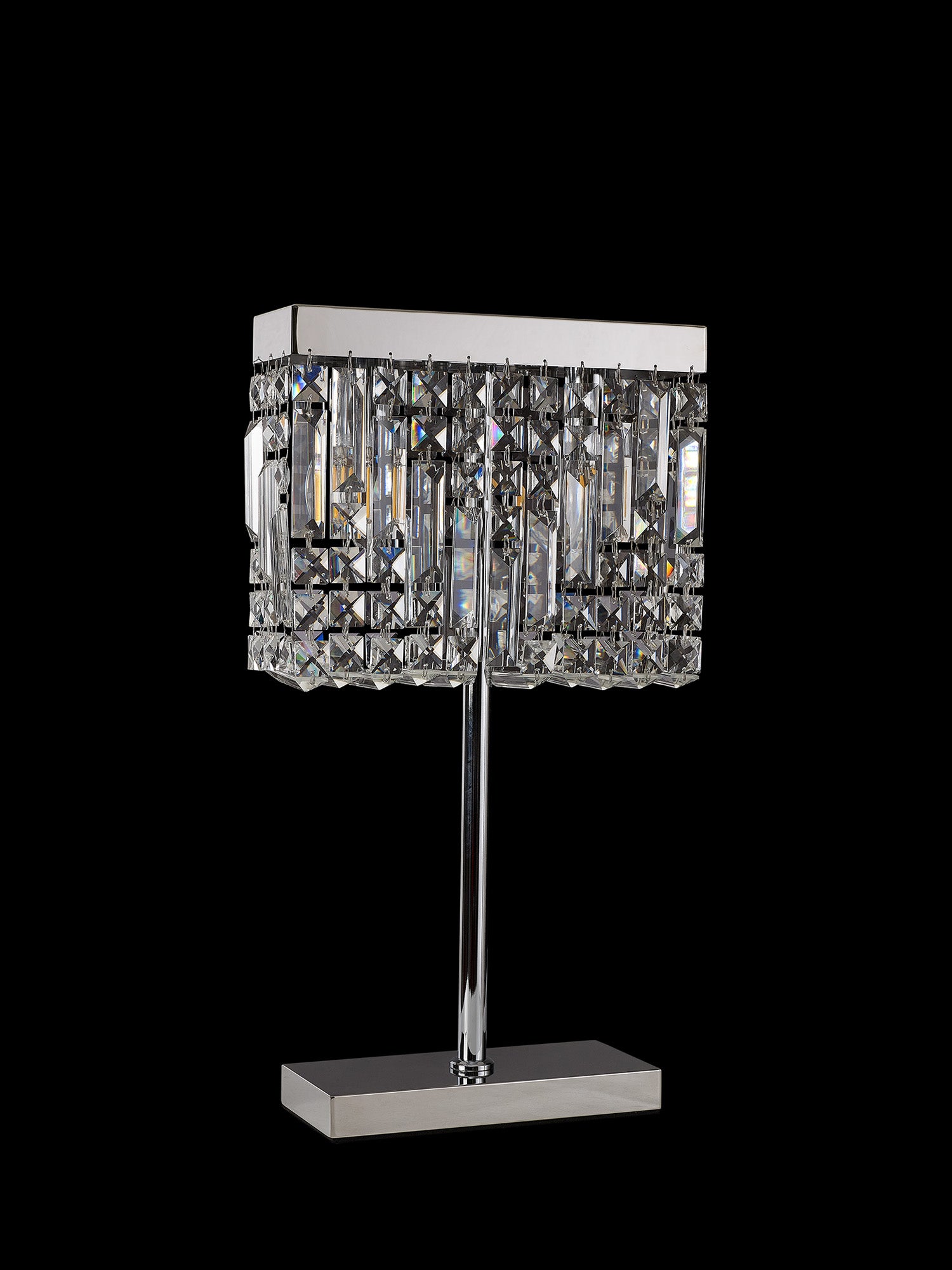Cruise 30x10cm Rectangular Chandelier Style Crystal Table Lamp, 2 Light E14