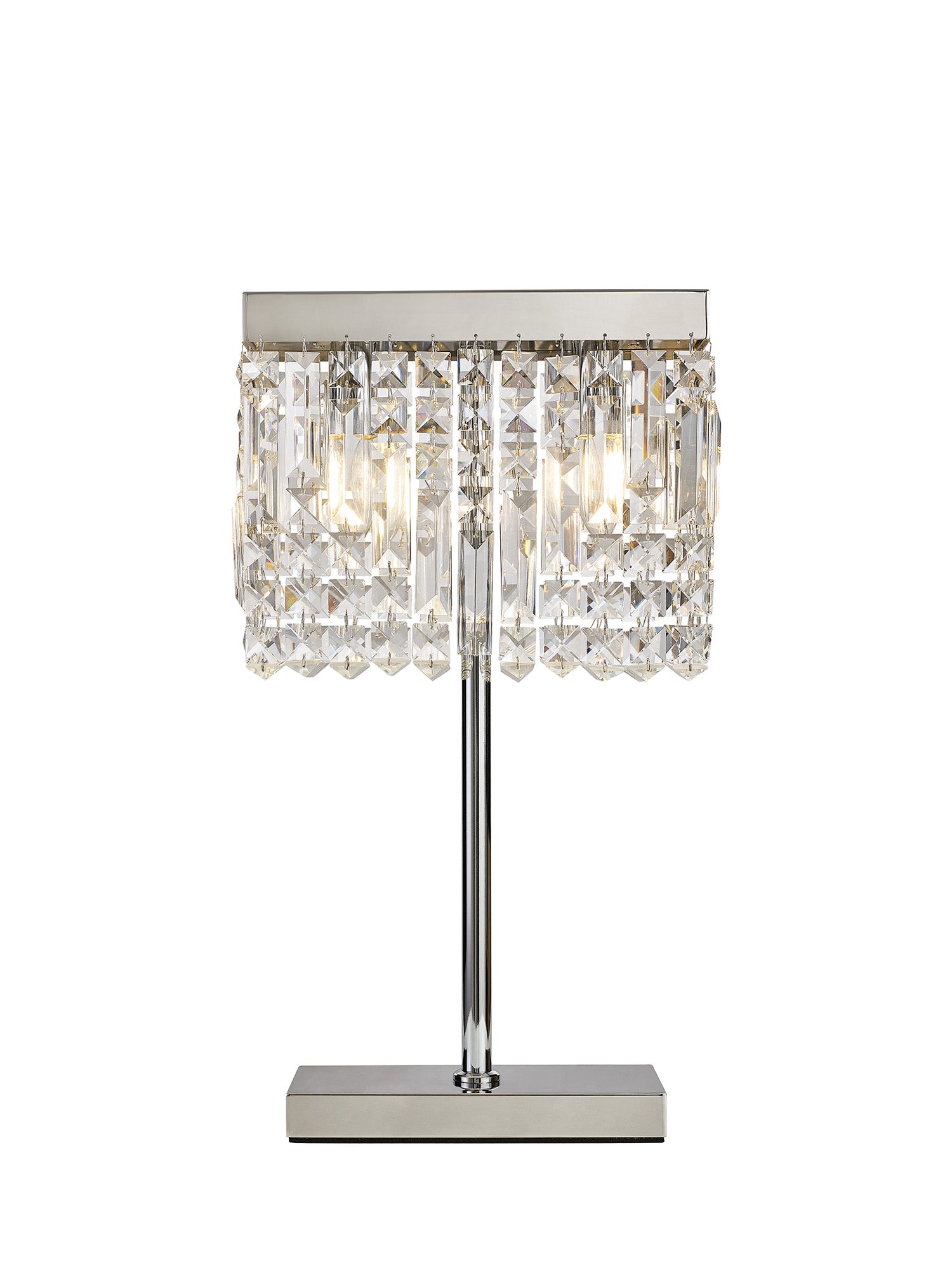 Cruise 30x10cm Rectangular Chandelier Style Crystal Table Lamp, 2 Light E14