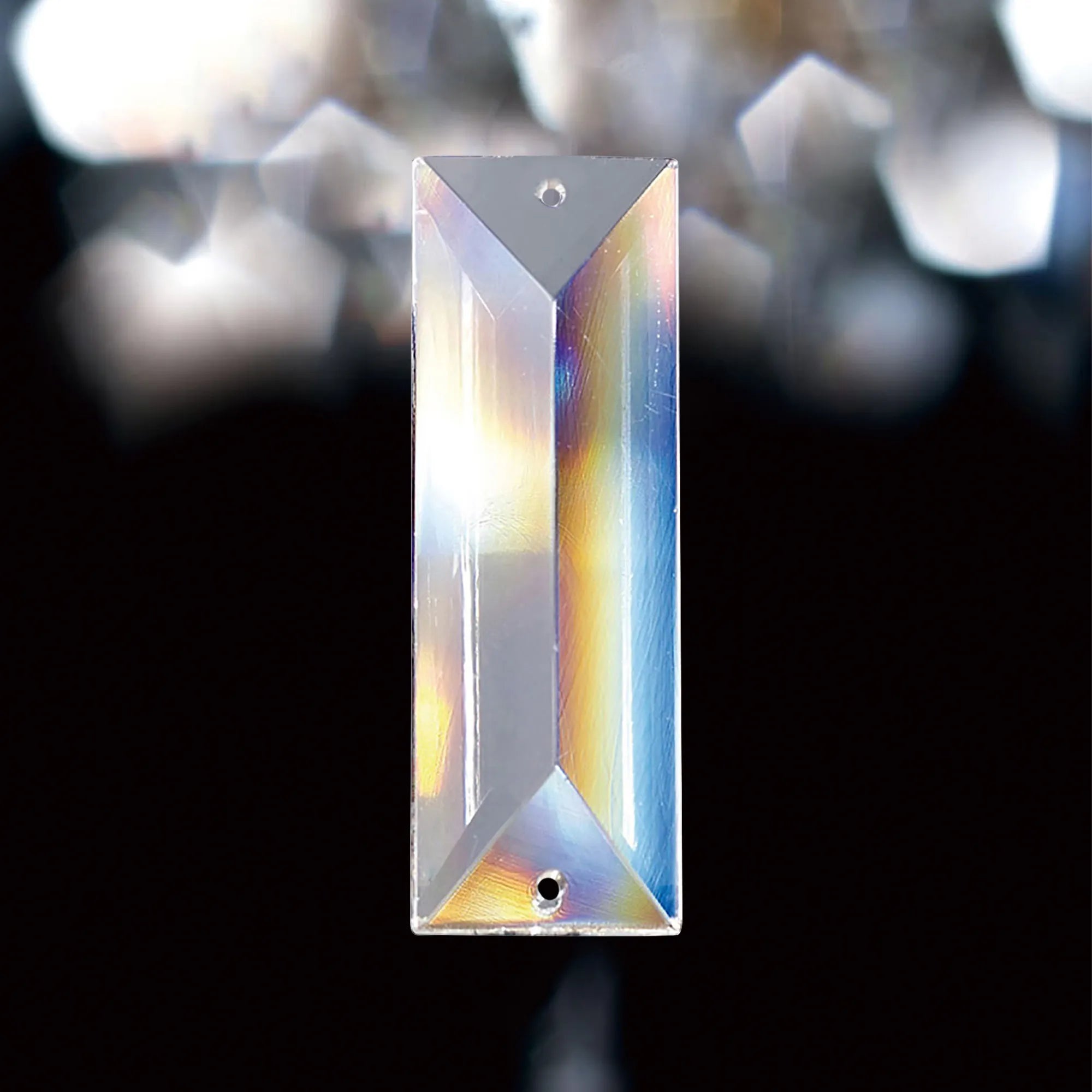 Luminosity Designs - Crystal Rectangle Clear 75x22mm, 2 Holes, No Ring Or Pin Included - Luminosity Designs Ltd