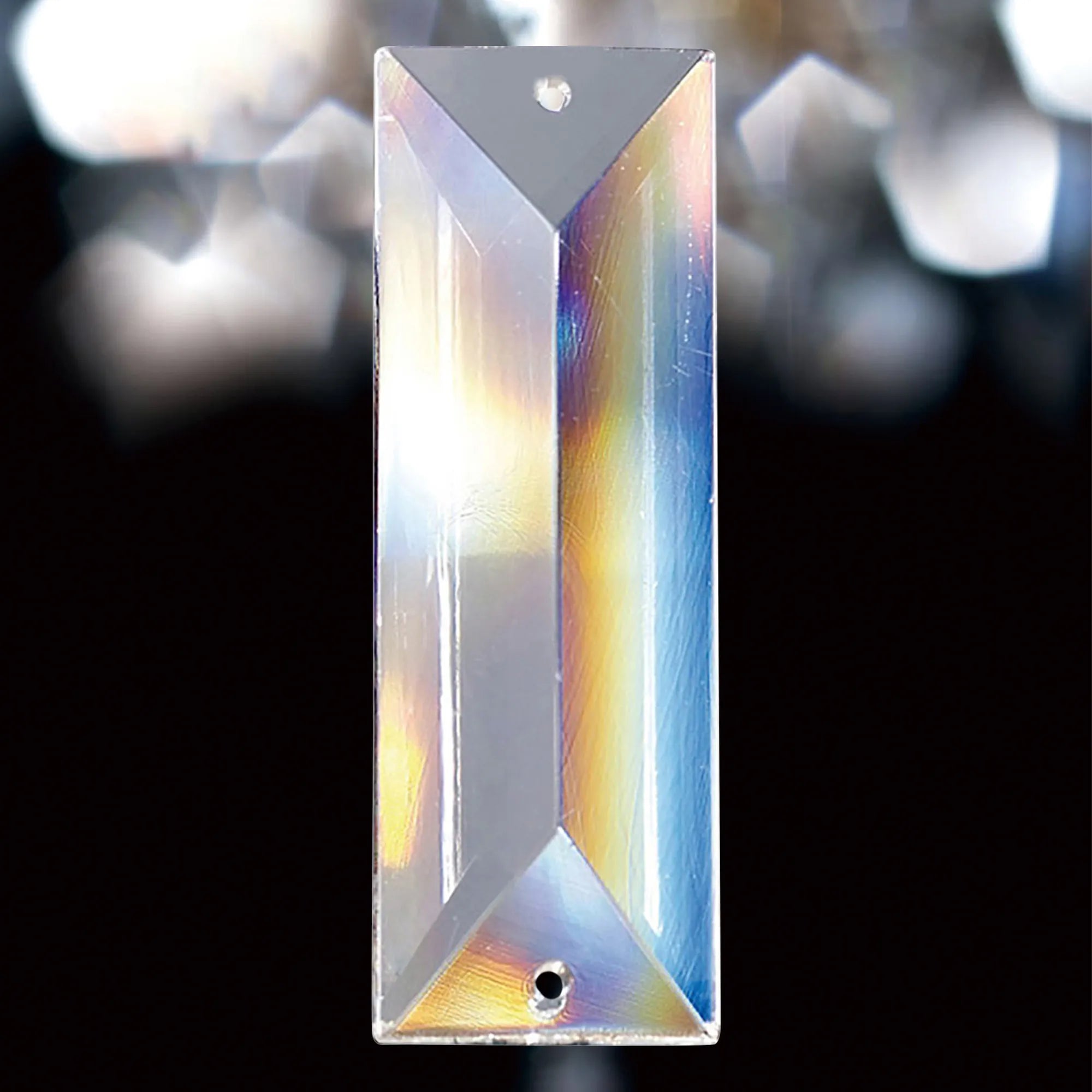 Luminosity Designs - Crystal Rectangle Clear 96x22mm, 2 Holes, No Ring Or Pin Included - Luminosity Designs Ltd