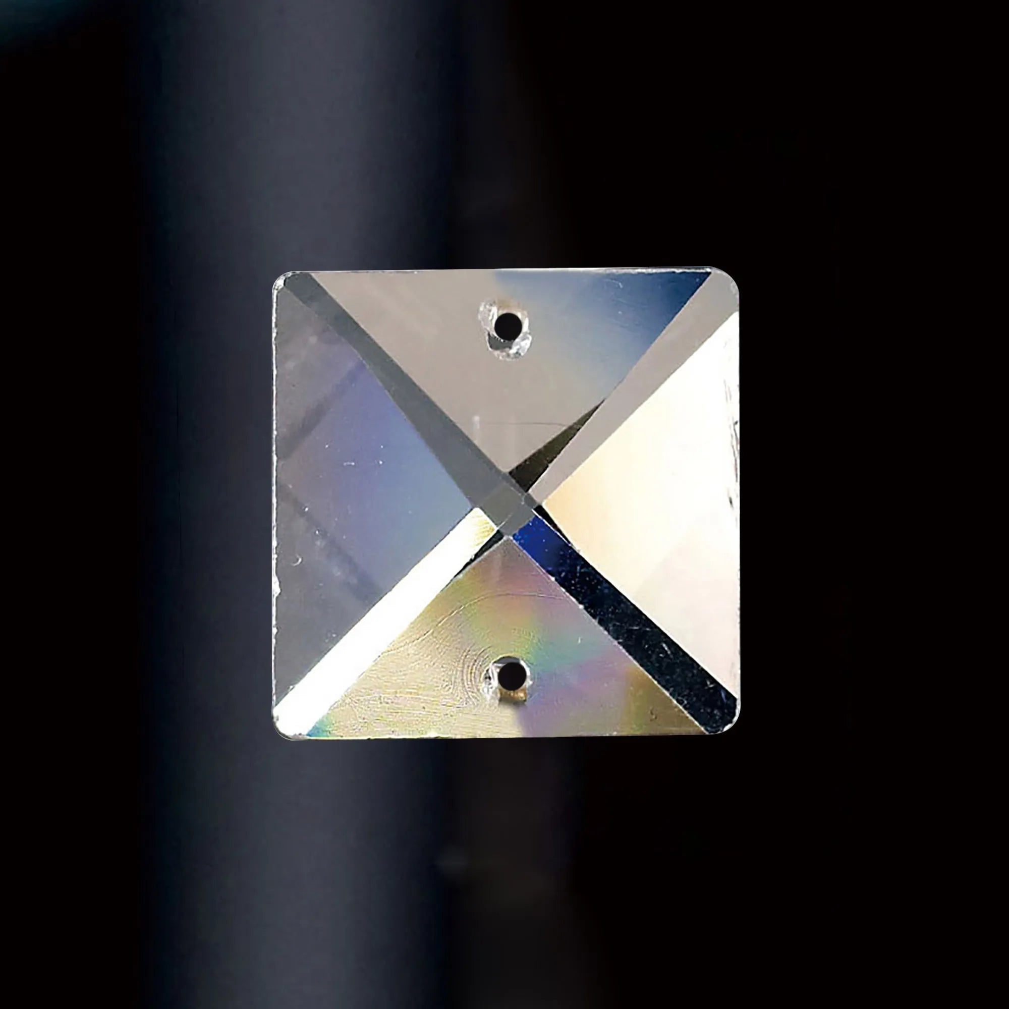 Luminosity Designs - Crystal Square Clear 16mm, 2 Holes, No Ring Or Pin Included - Luminosity Designs Ltd