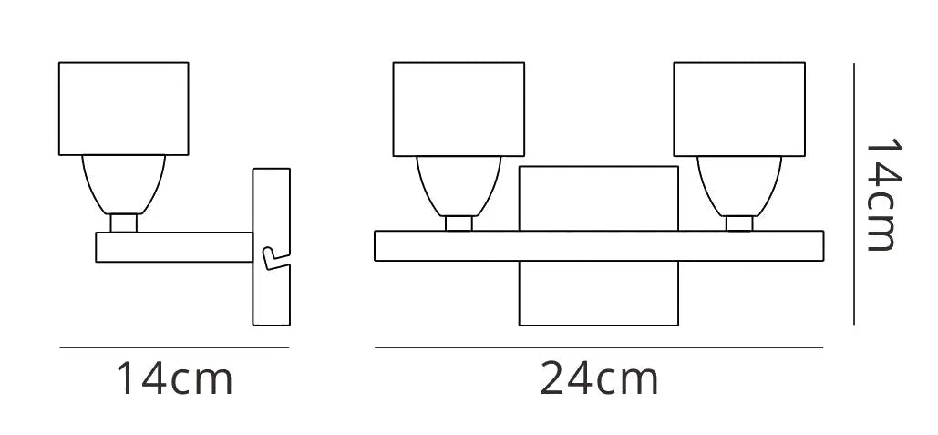 Mantra - Cuadrax Wall Lamp, Switched, 2 Light G9, Metal and Glass (Mantra M2364/S) - Luminosity Designs Ltd