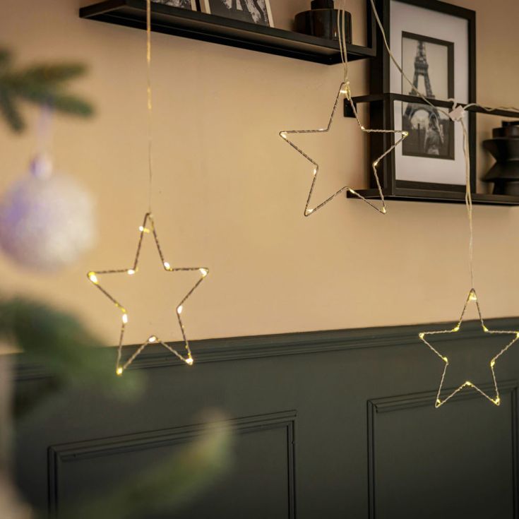 lse - Curtain Light with Three 20cm Hanging Stars - Luminosity Designs Ltd