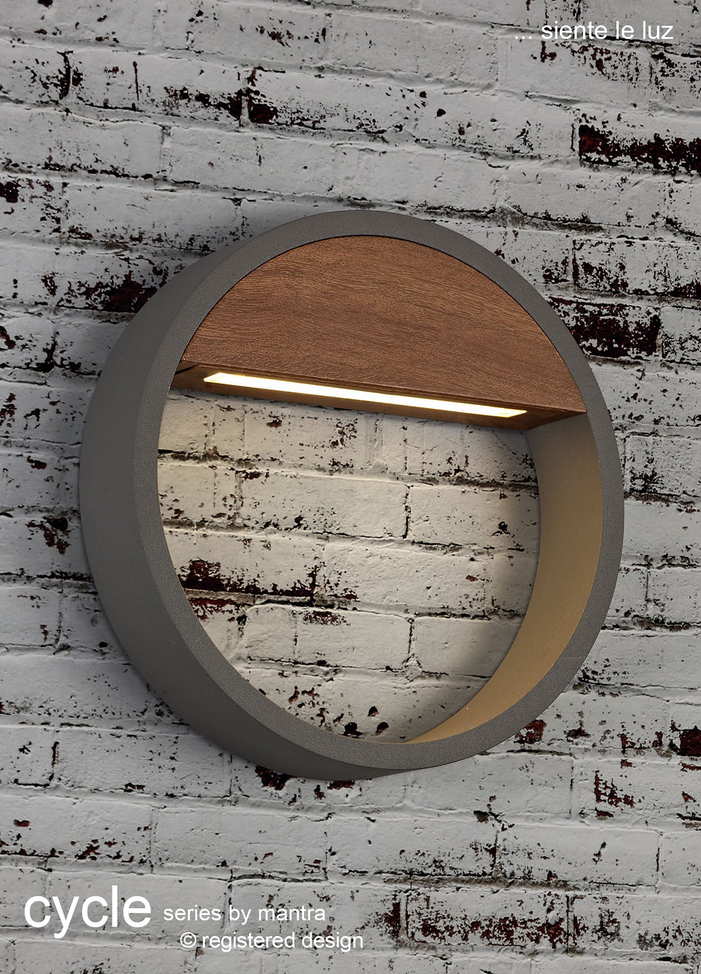 Cycle Modern Circular Wood and Metal Outdoor Wall Light