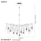 Diyas - Cygnet 10 Light Artistic Crystal and Glass Droplet Design Ceiling Fitting - Luminosity Designs Ltd