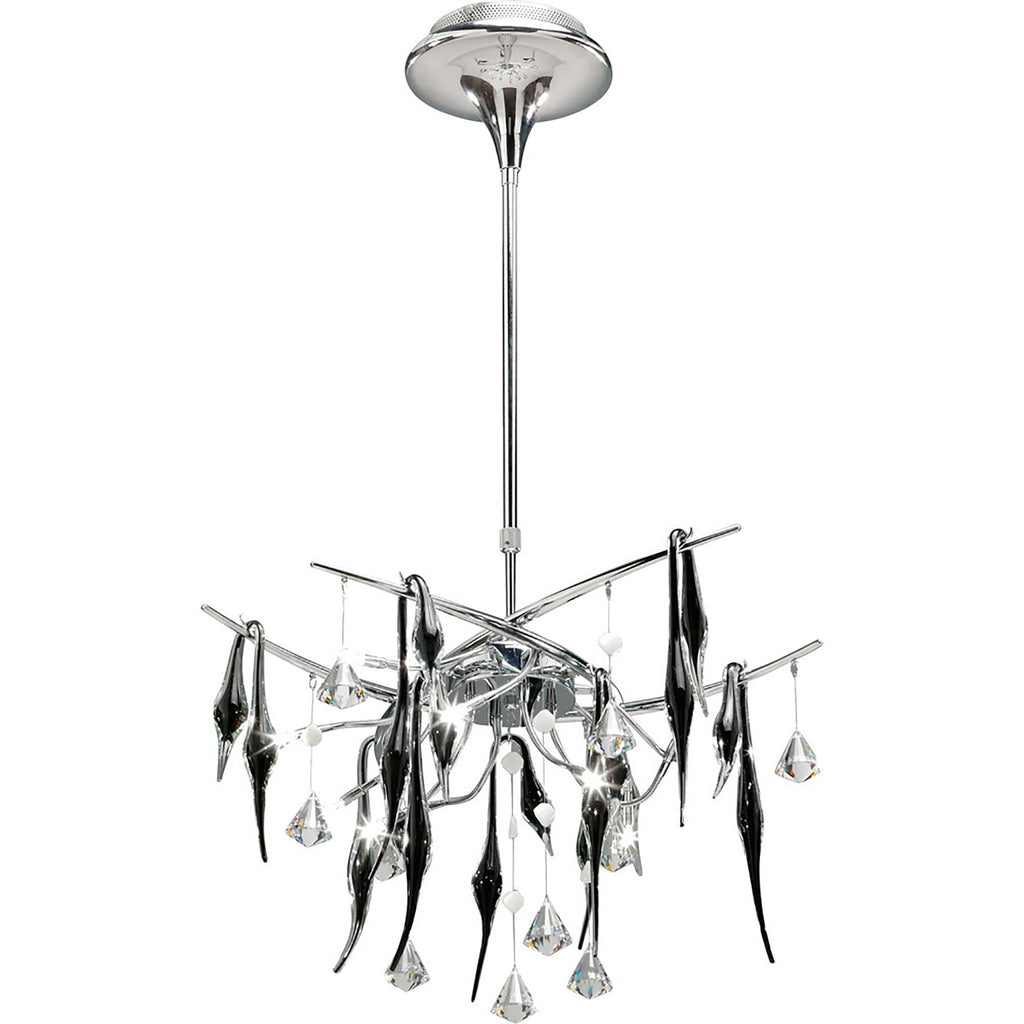 Diyas - Cygnet 10 Light Artistic Crystal and Glass Droplet Design Ceiling Fitting - Luminosity Designs Ltd