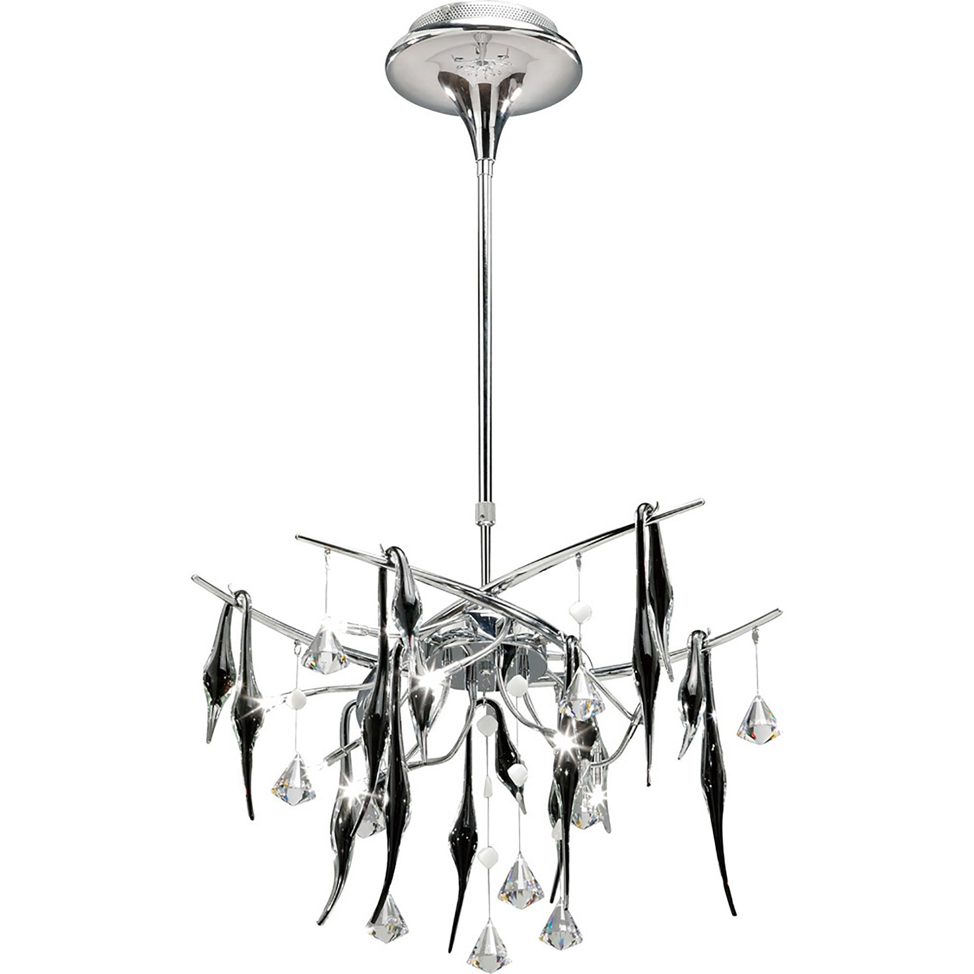 Diyas - Cygnet 10 Light Artistic Crystal and Glass Droplet Design Ceiling Fitting - Luminosity Designs Ltd