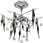 Diyas - Cygnet 10 Light Artistic Crystal and Glass Droplet Design Ceiling Fitting - Luminosity Designs Ltd