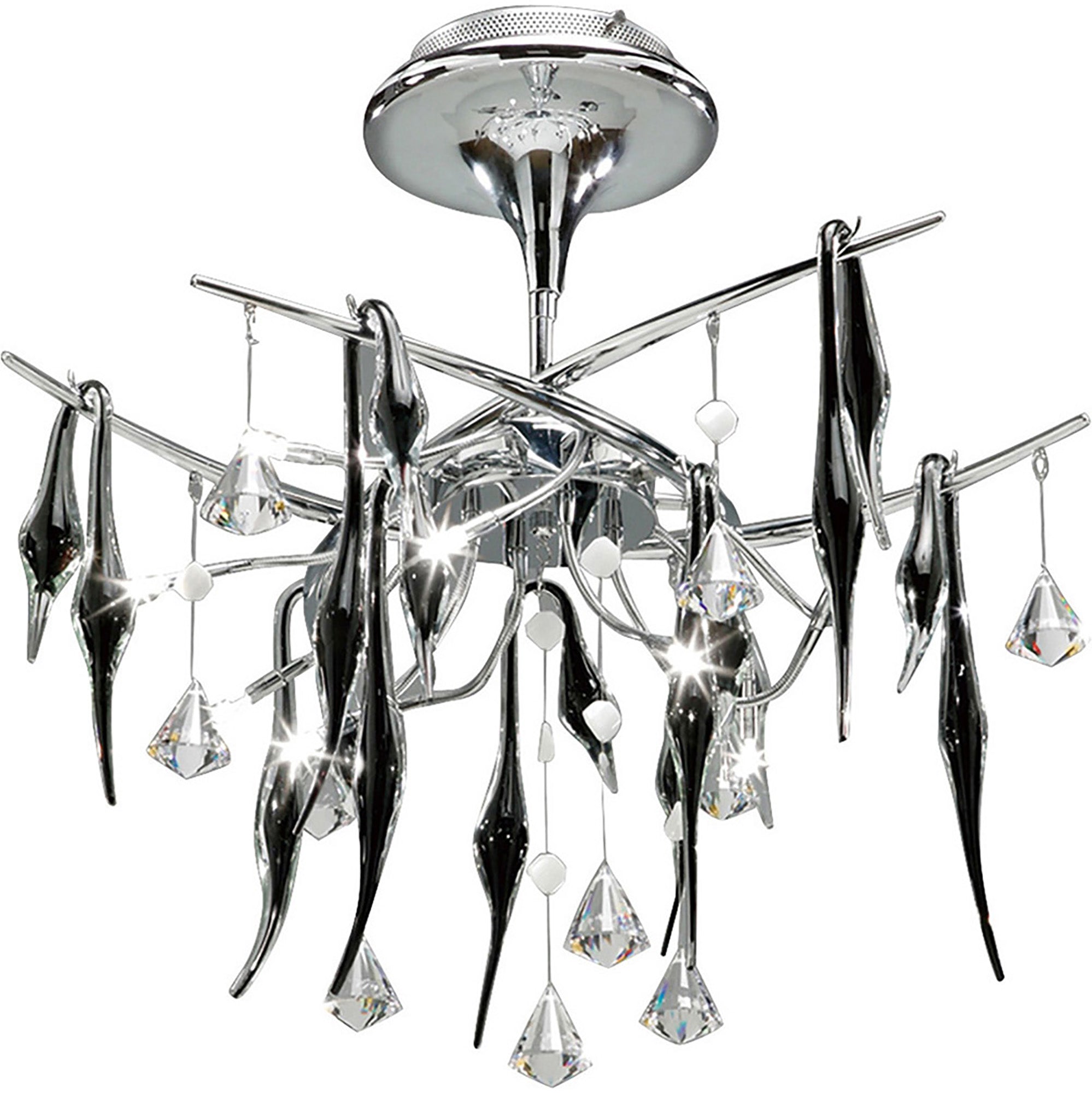 Diyas - Cygnet 10 Light Artistic Crystal and Glass Droplet Design Ceiling Fitting - Luminosity Designs Ltd