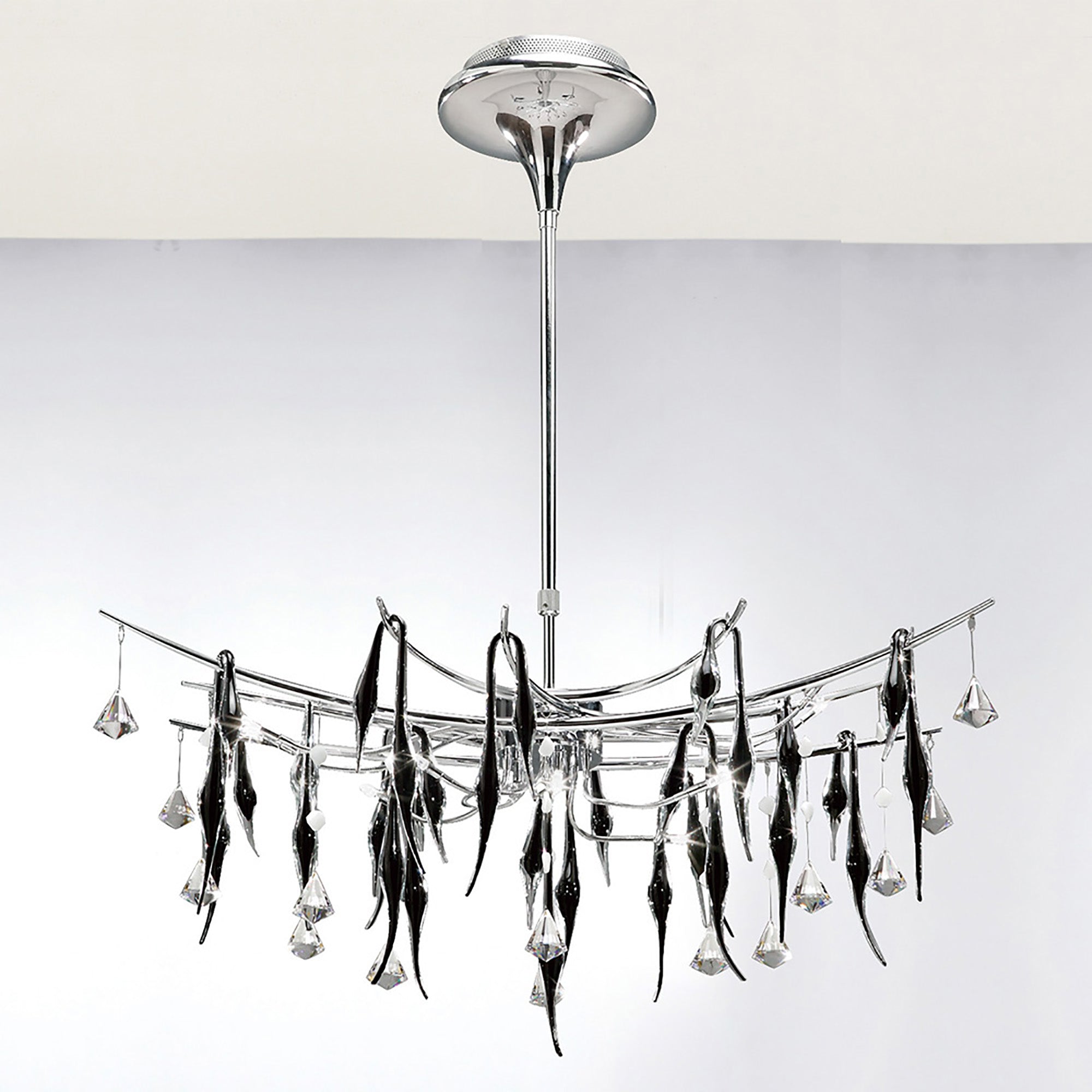 Diyas - Cygnet 11 Light Oval Pendant with Crystal and Glass Droplets - Luminosity Designs Ltd