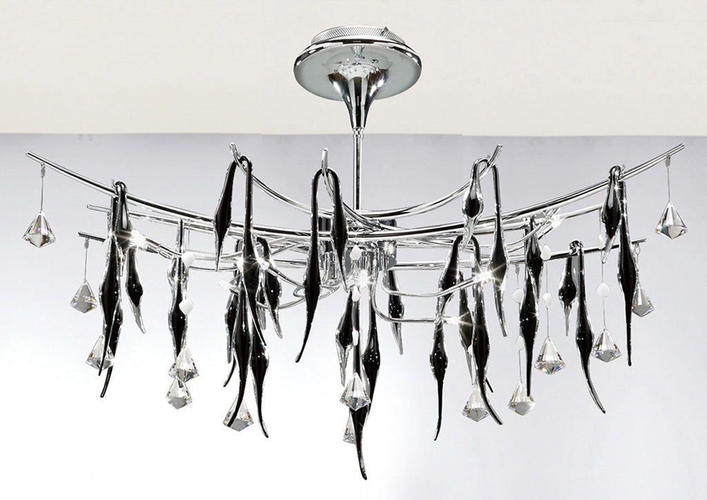 Diyas - Cygnet 11 Light Oval Pendant with Crystal and Glass Droplets - Luminosity Designs Ltd